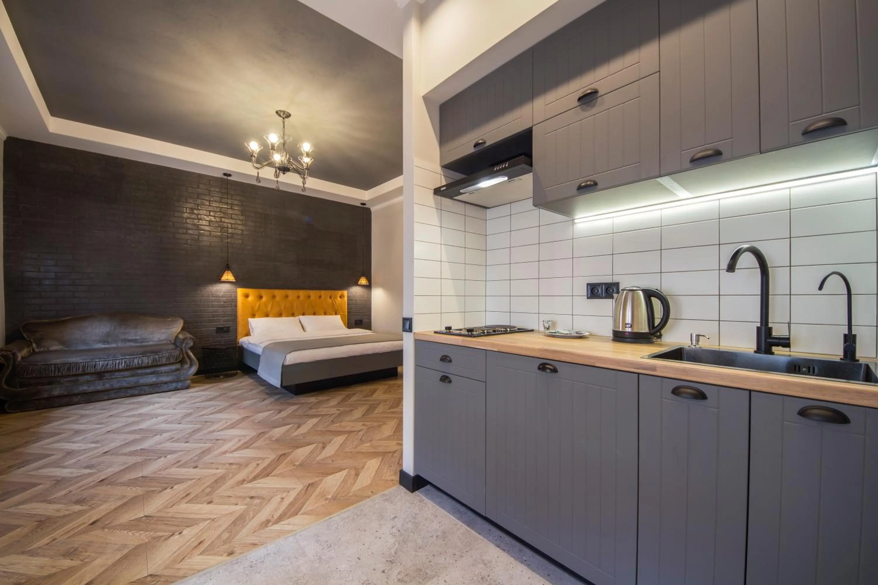 Kitchen or kitchenette in Idea Design Apart-Hotel Prorizna