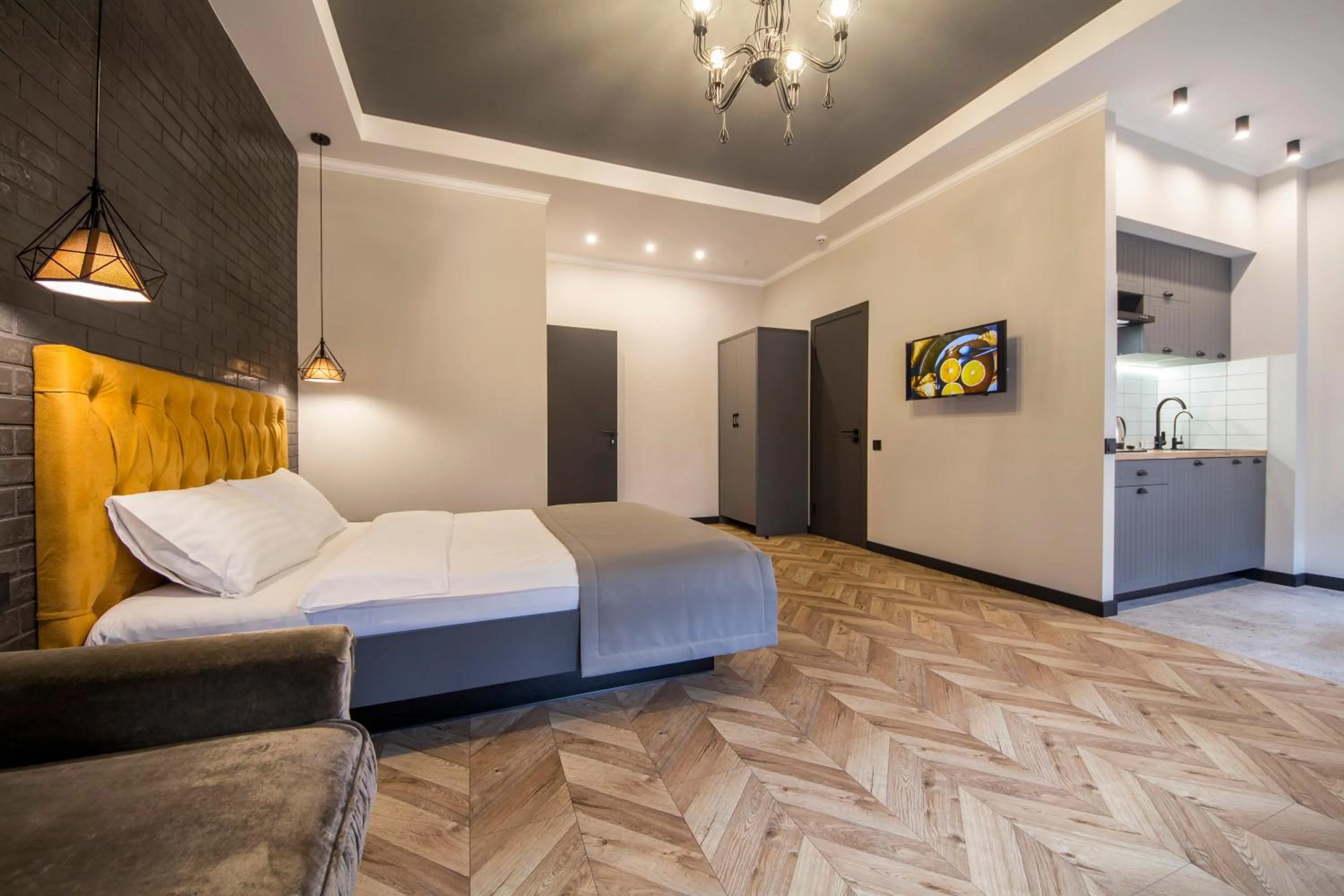 Bed in Idea Design Apart-Hotel Prorizna