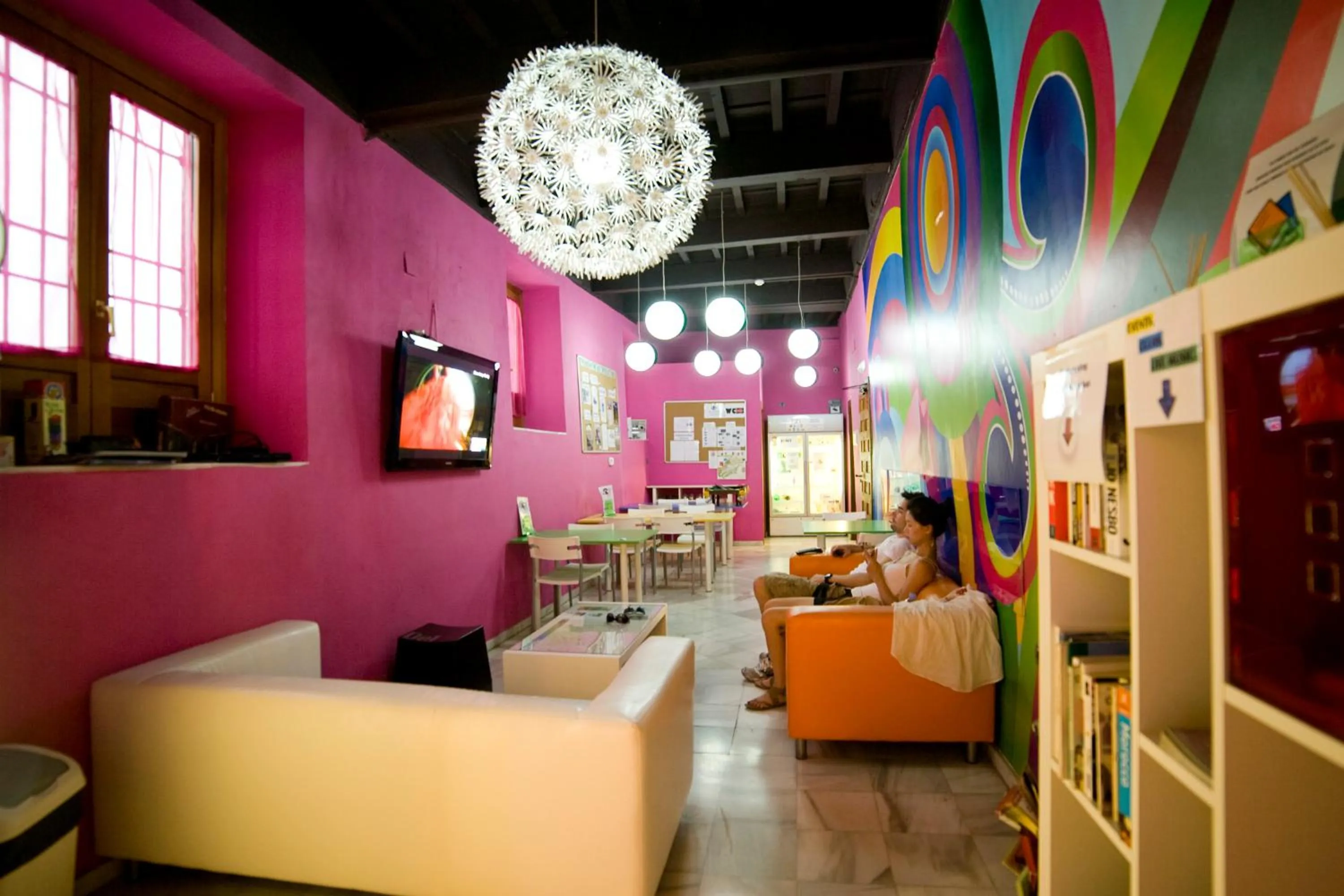 Communal lounge/ TV room in White Nest Hostel
