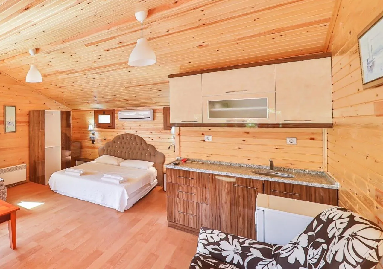 kitchen, Bed in Villa Dundar - Kas Apart Otel