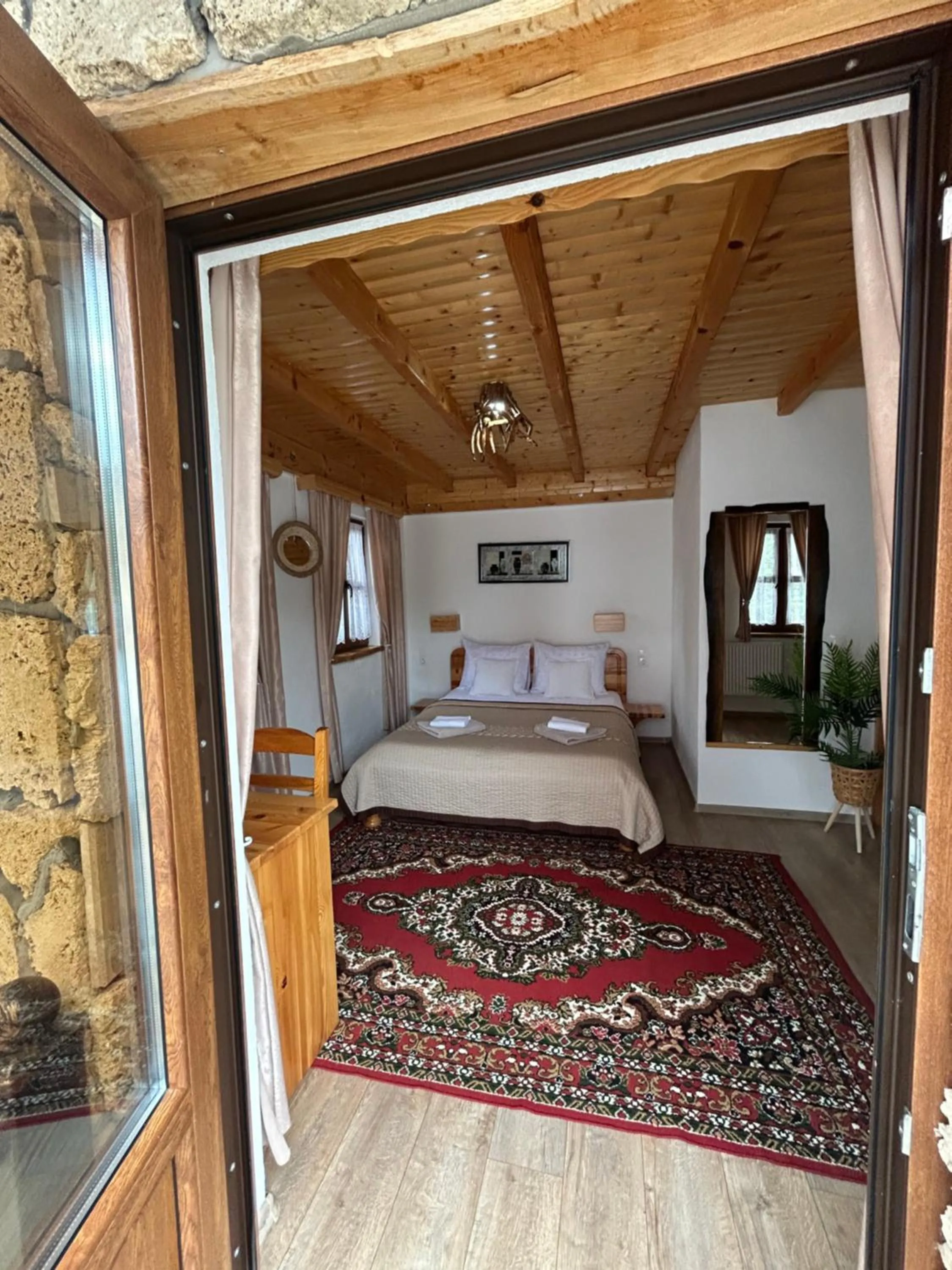Bed in Rustic Lodge Plitvice