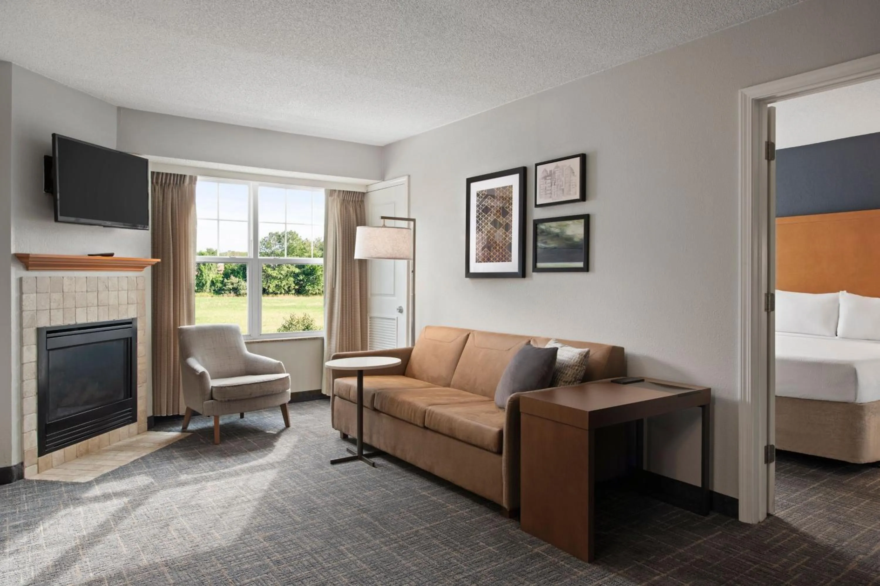 Living room, Bed in Residence Inn Mt. Laurel at Bishop's Gate