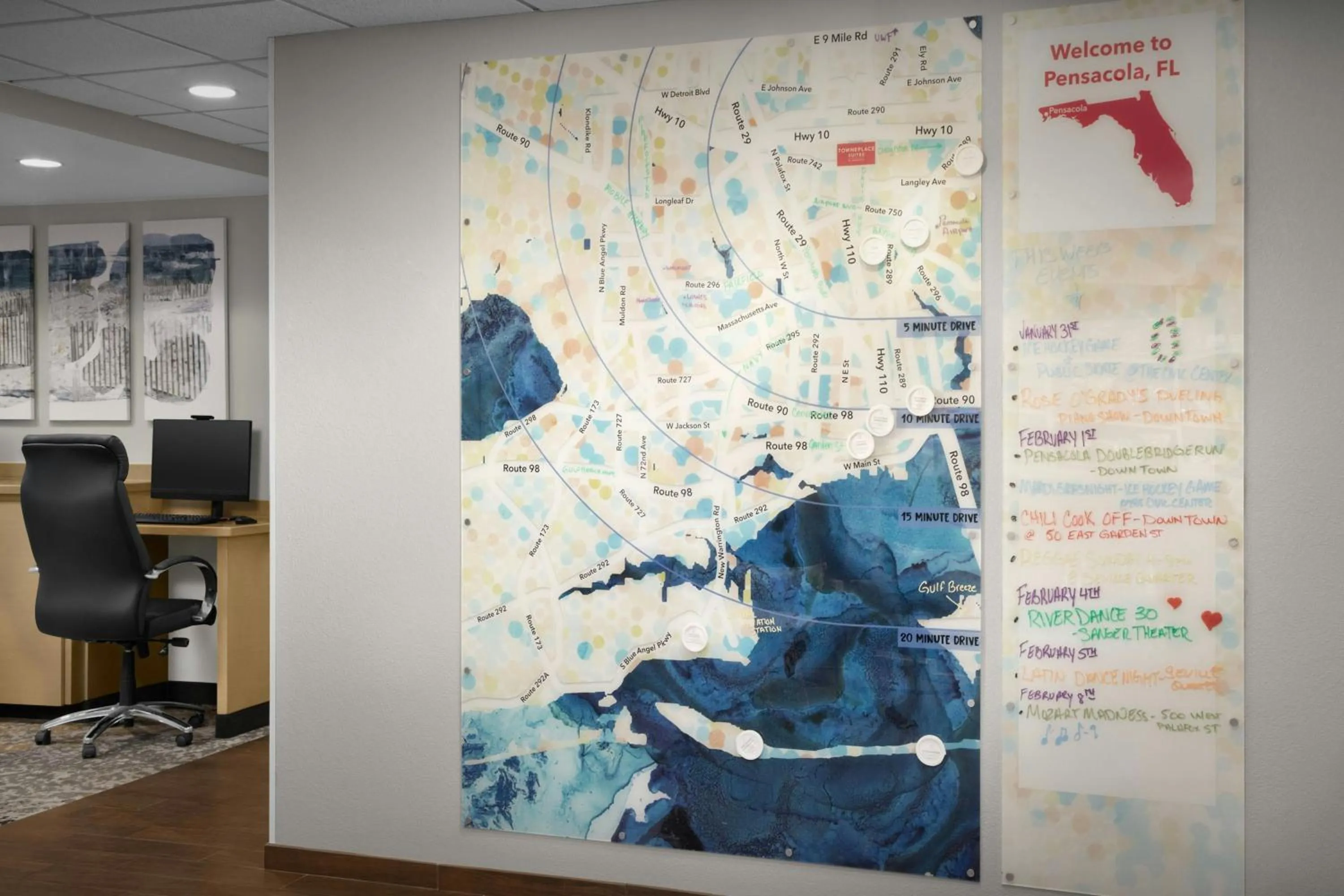 Lobby or reception in TownePlace Suites Pensacola