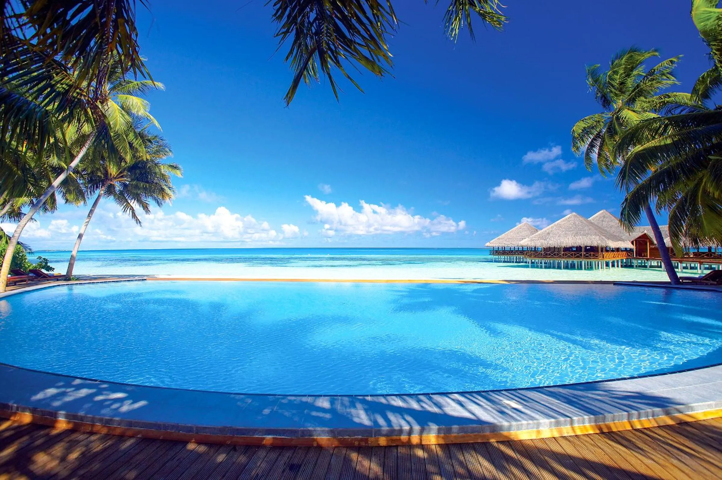 Pool view in Medhufushi Island Resort