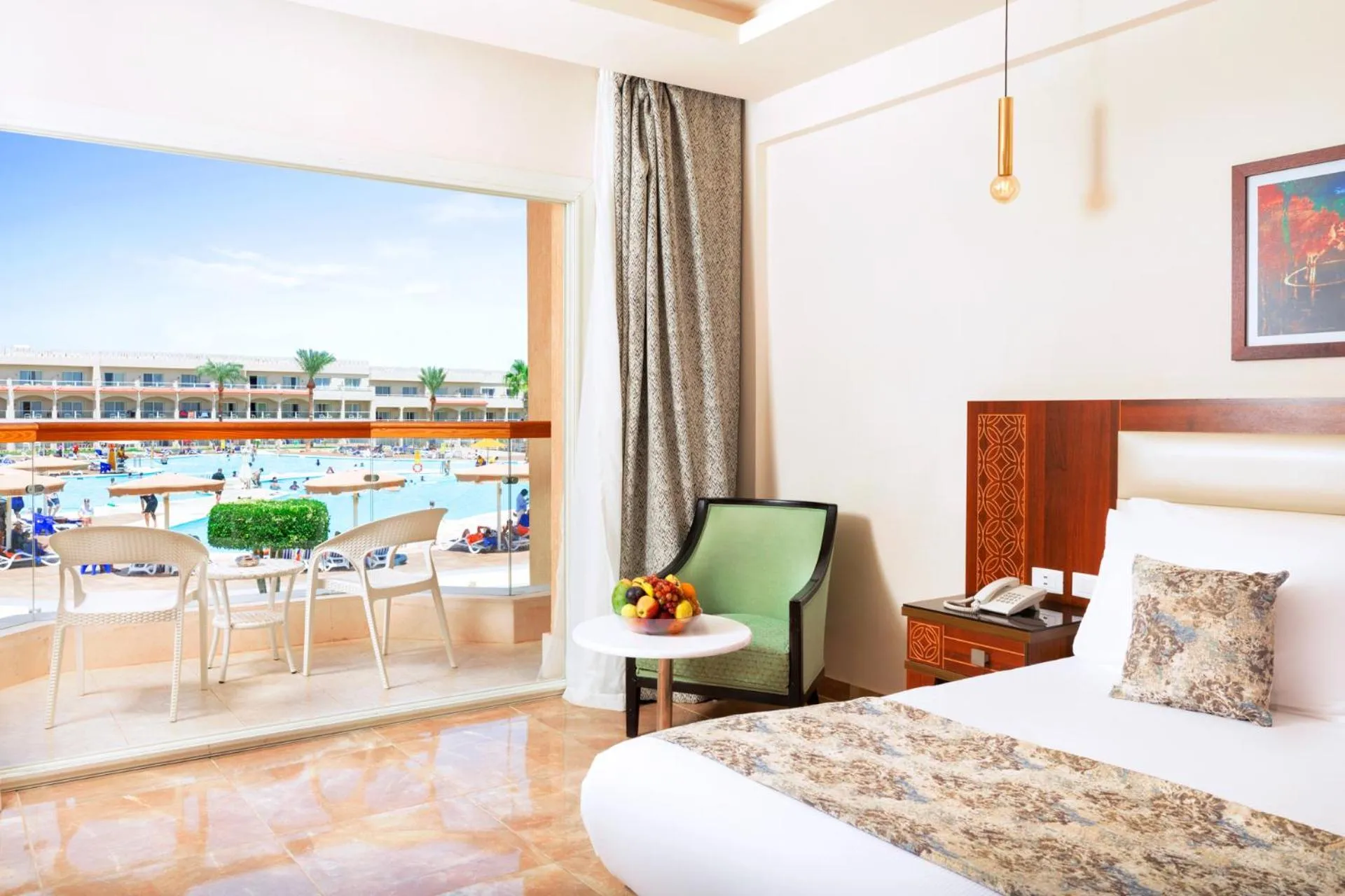 Pool view, Bed in Pickalbatros Royal Moderna Sharm "Aqua Park"- All inclusive