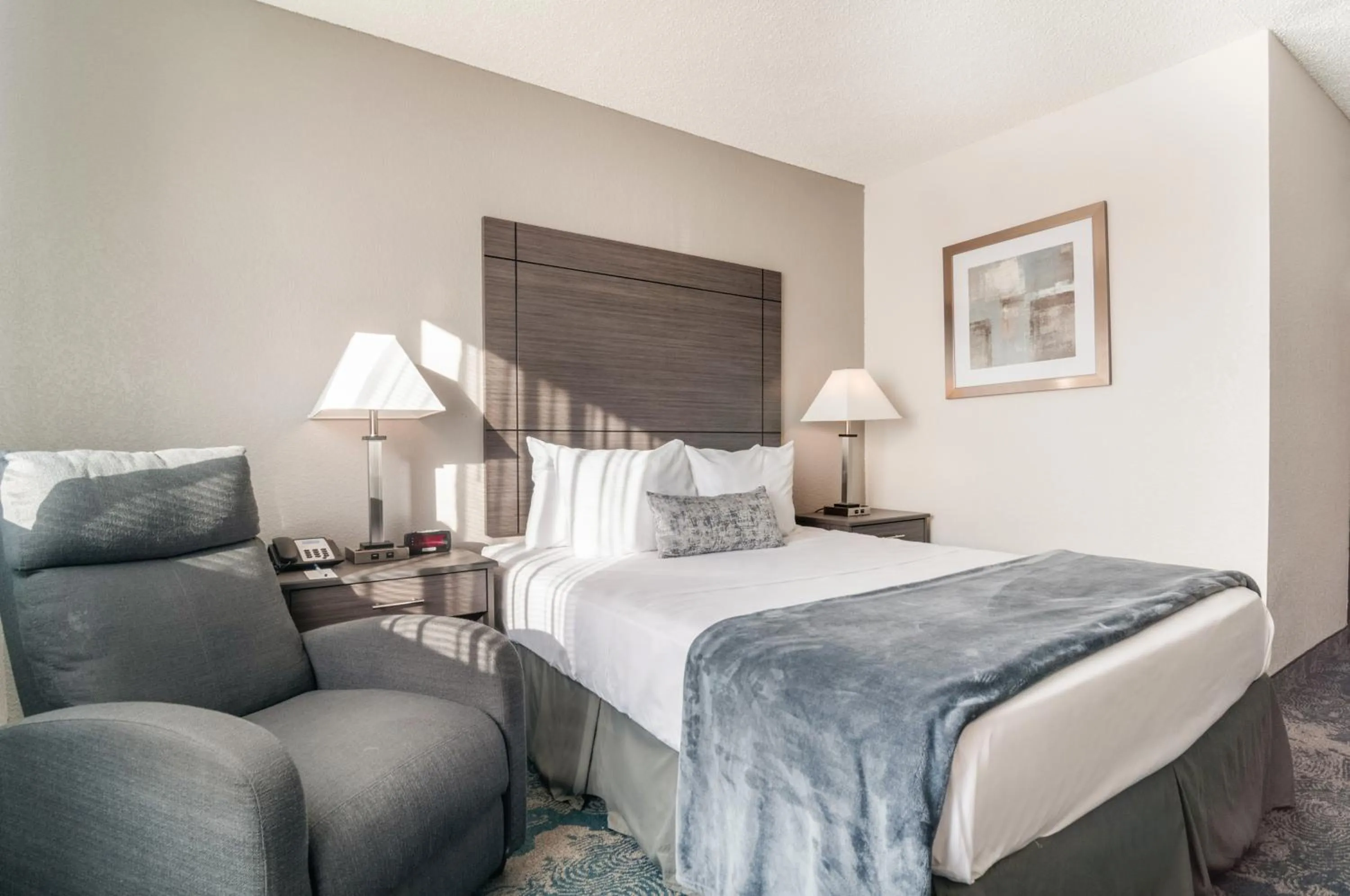 Bed in American Inn & Suites Metro Airport