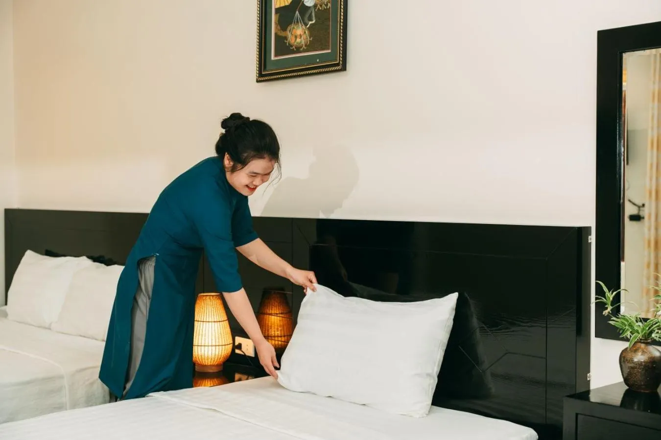 Bedroom, Bed in Trang An Heritage Garden