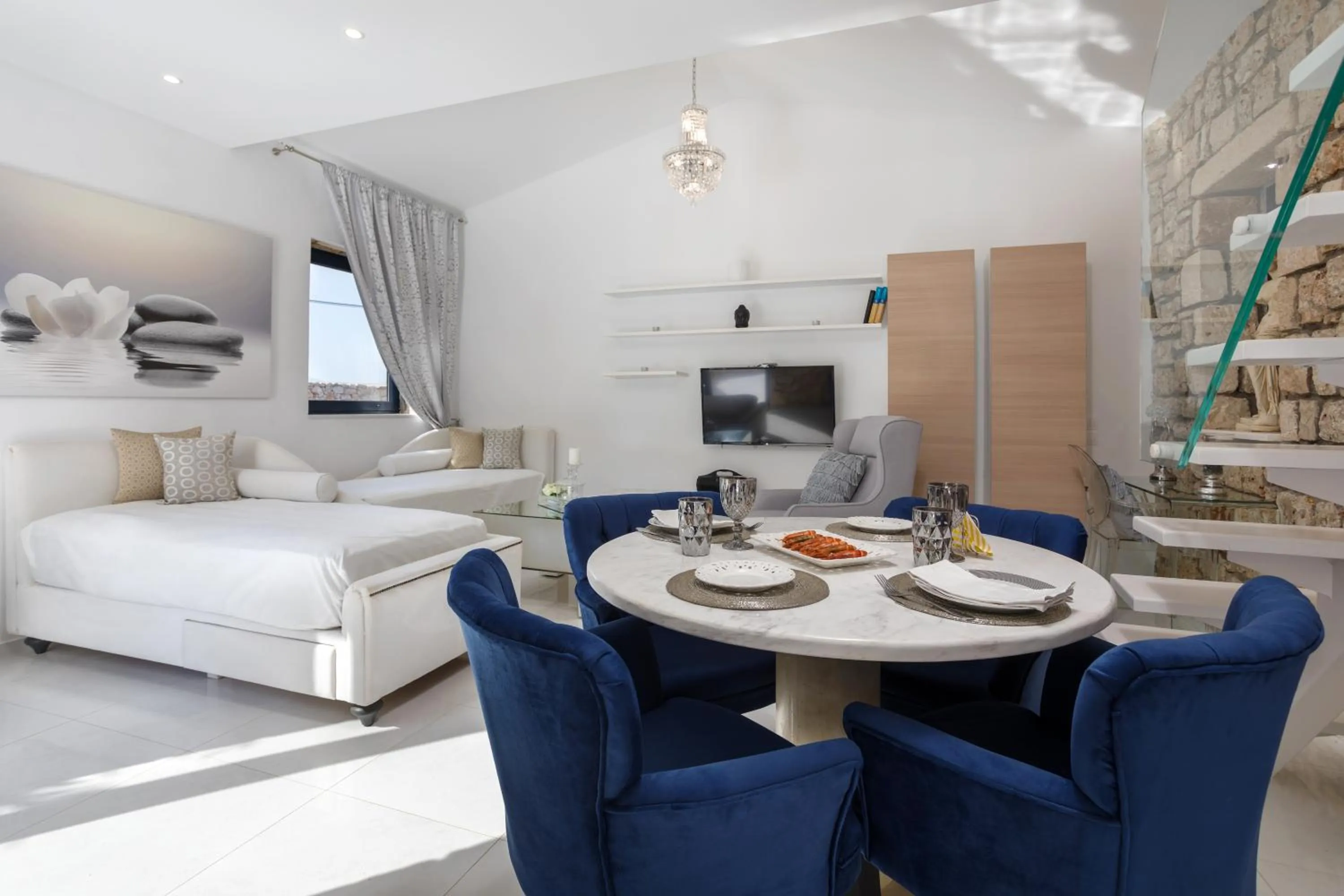 Dining area, Bed in Dion Villa Zakynthos Greece