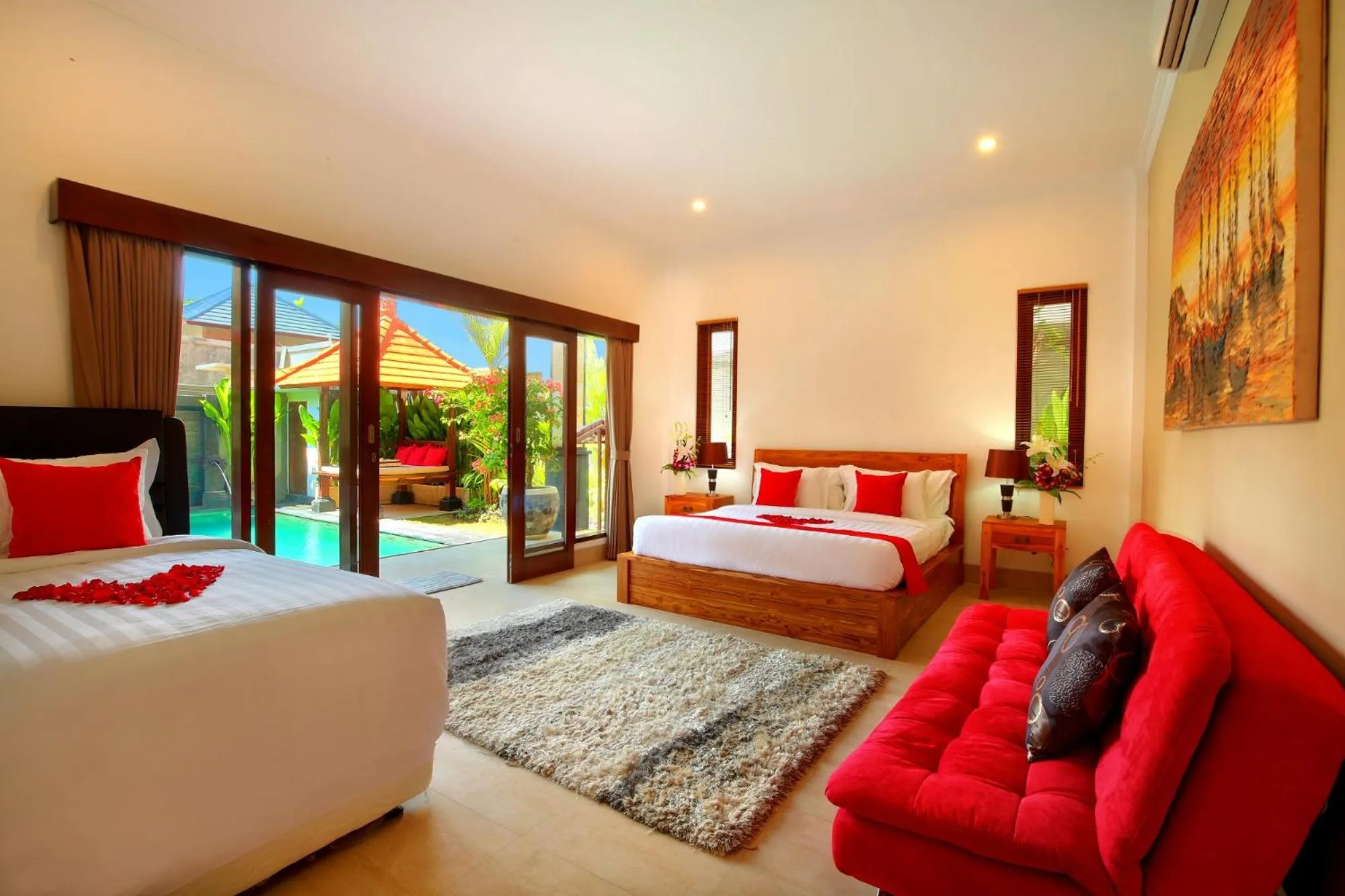 Pool view, Bed in De Liza Villa Seminyak Beachside By Bali Asia Villa
