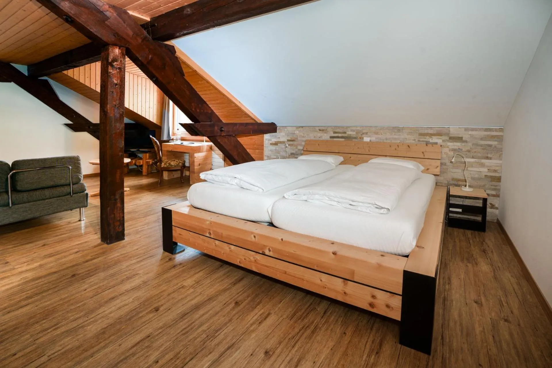Bed in Hotel Furka