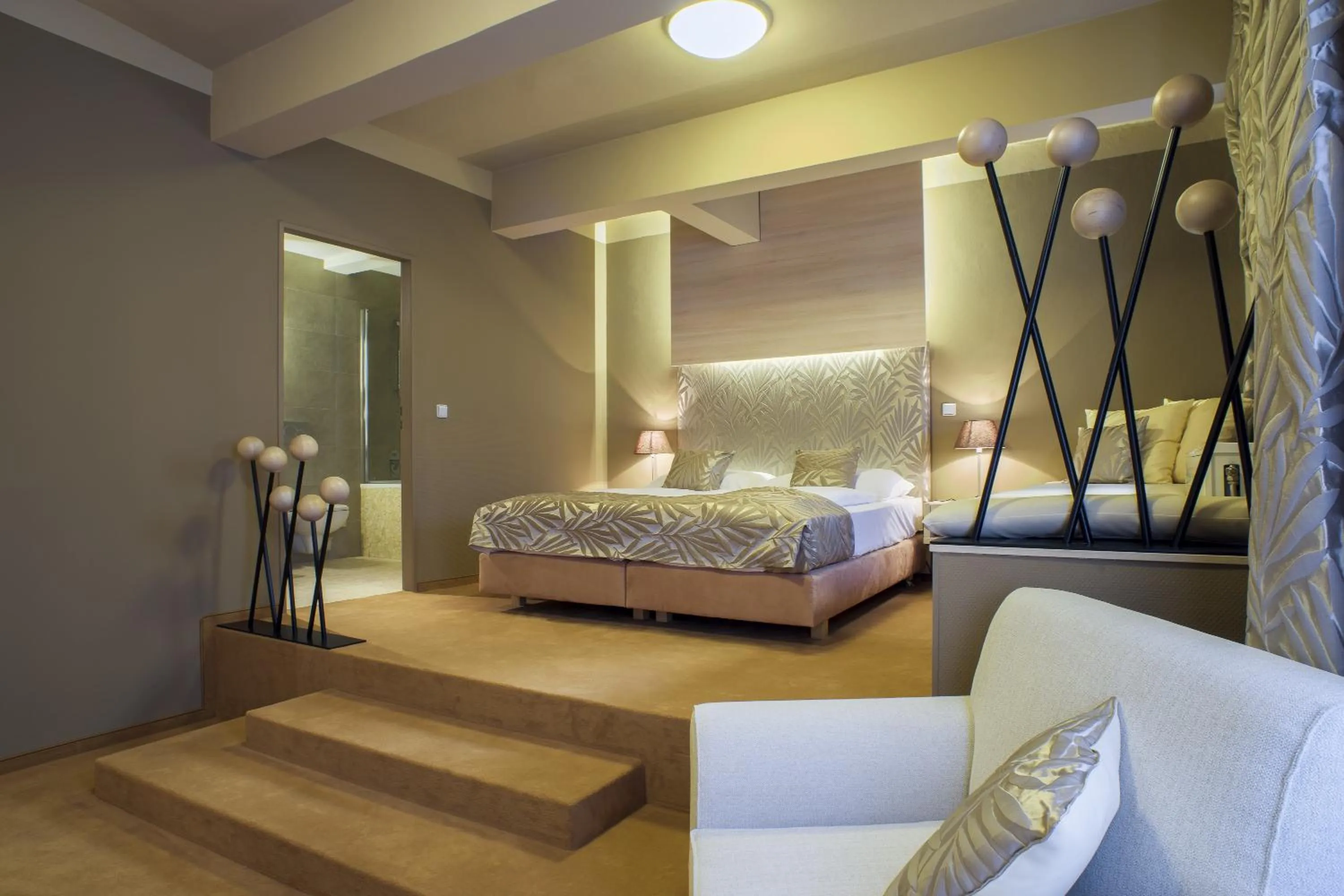 Bed in Pytloun Kampa Garden Hotel Prague