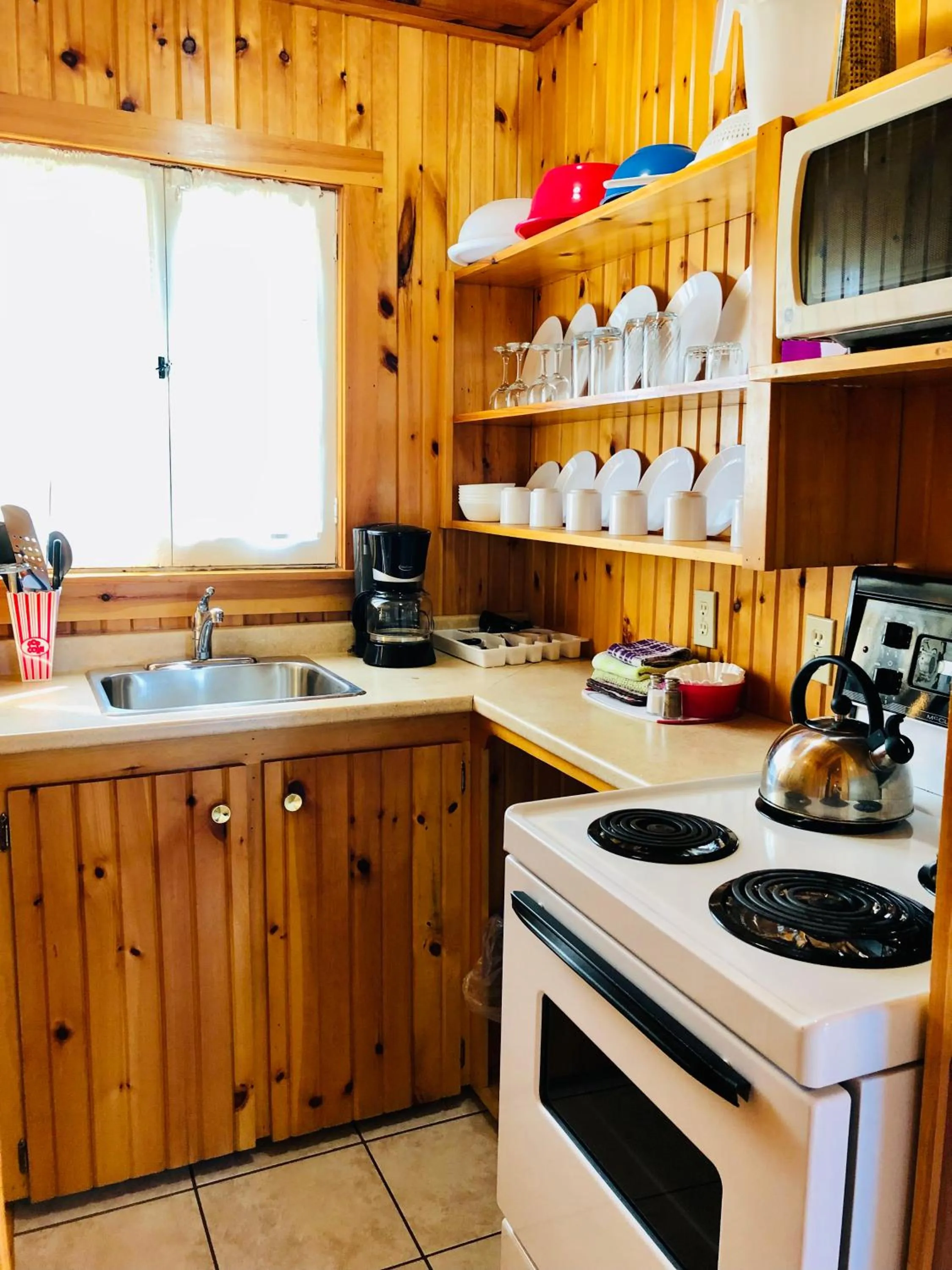 Kitchen or kitchenette in Green Gables Bungalow Court