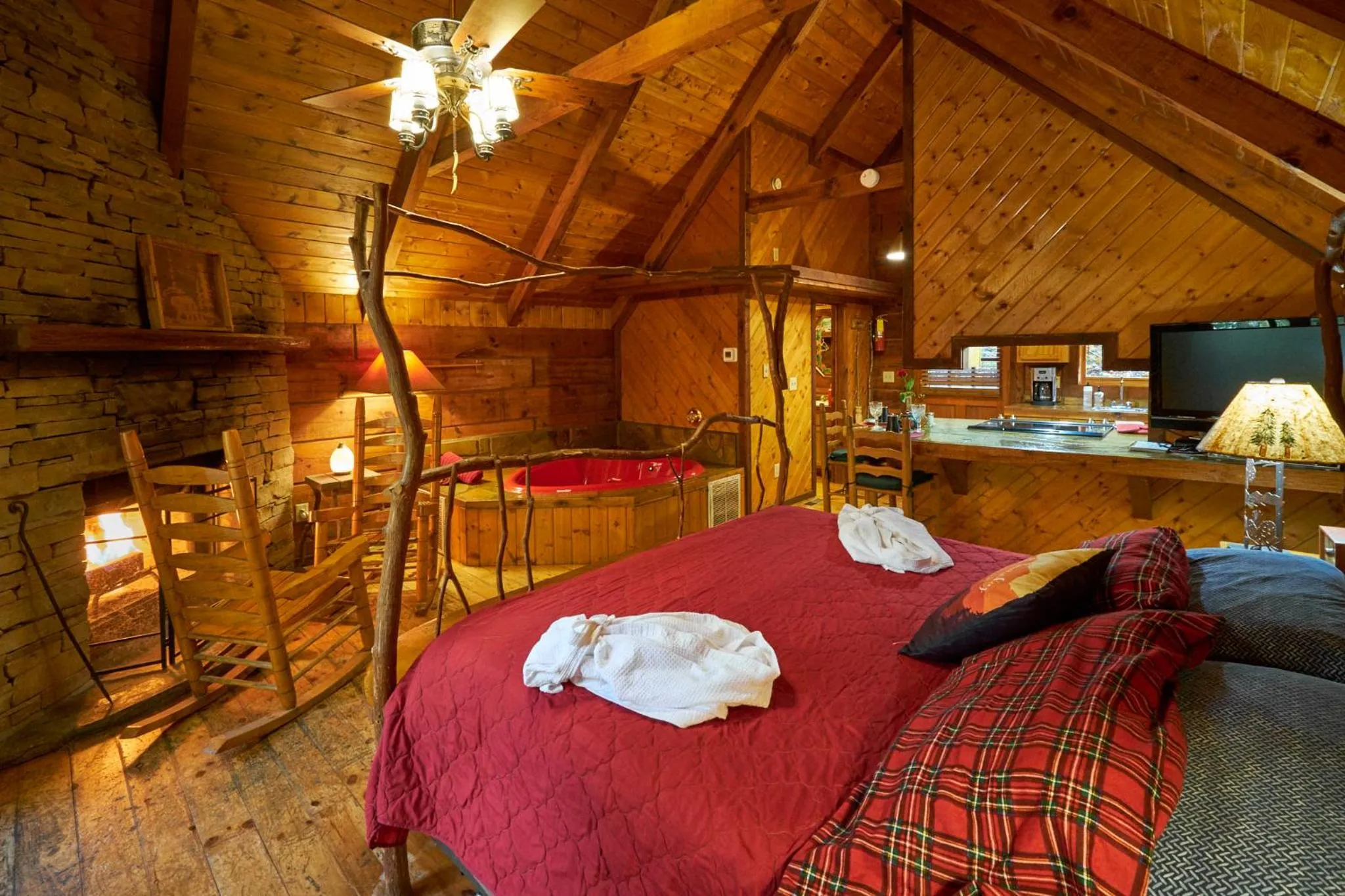 Bed in A Cabin In The Woods