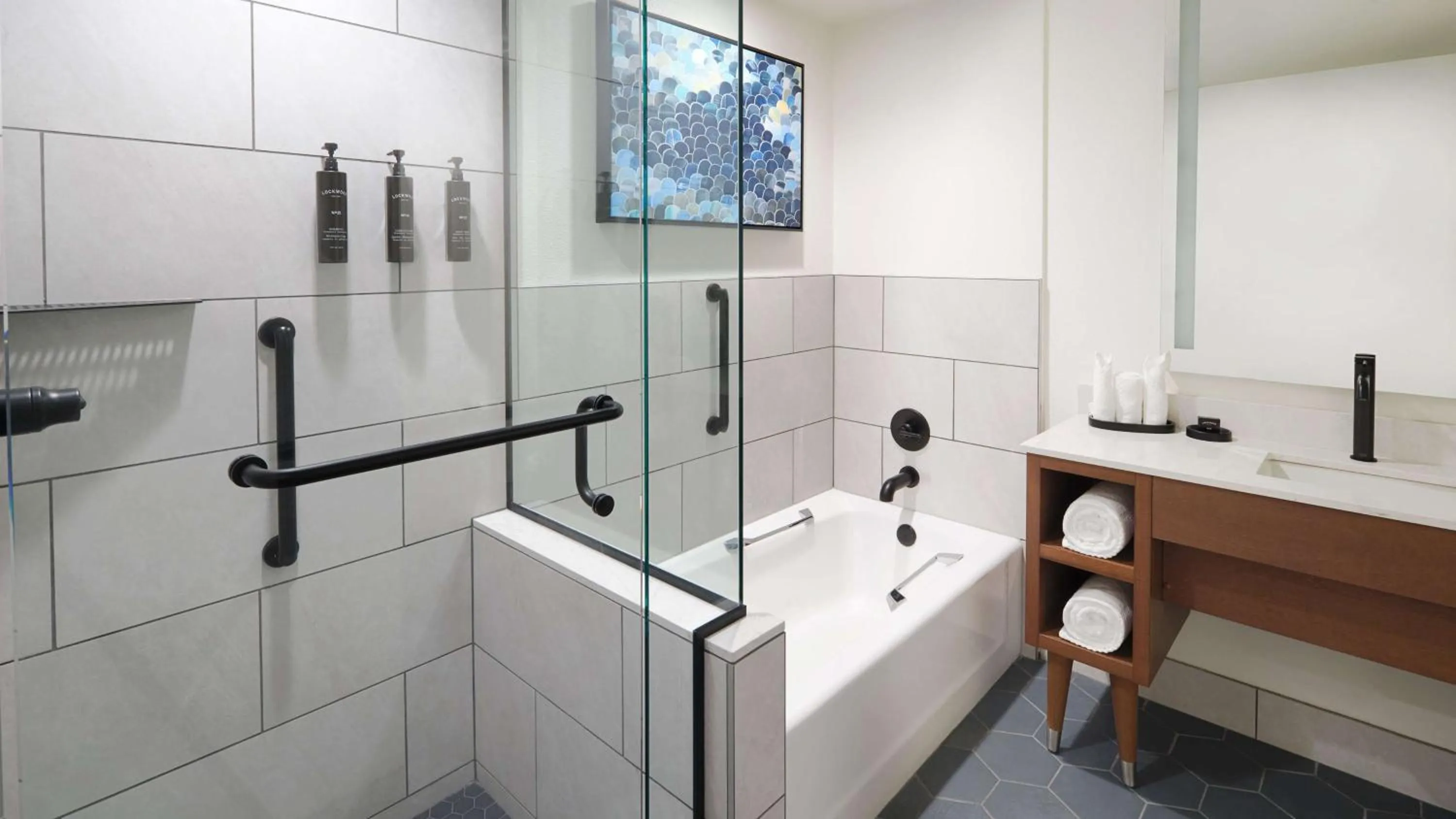 Bathroom in River's Edge Hotel Portland, Tapestry Collection by Hilton