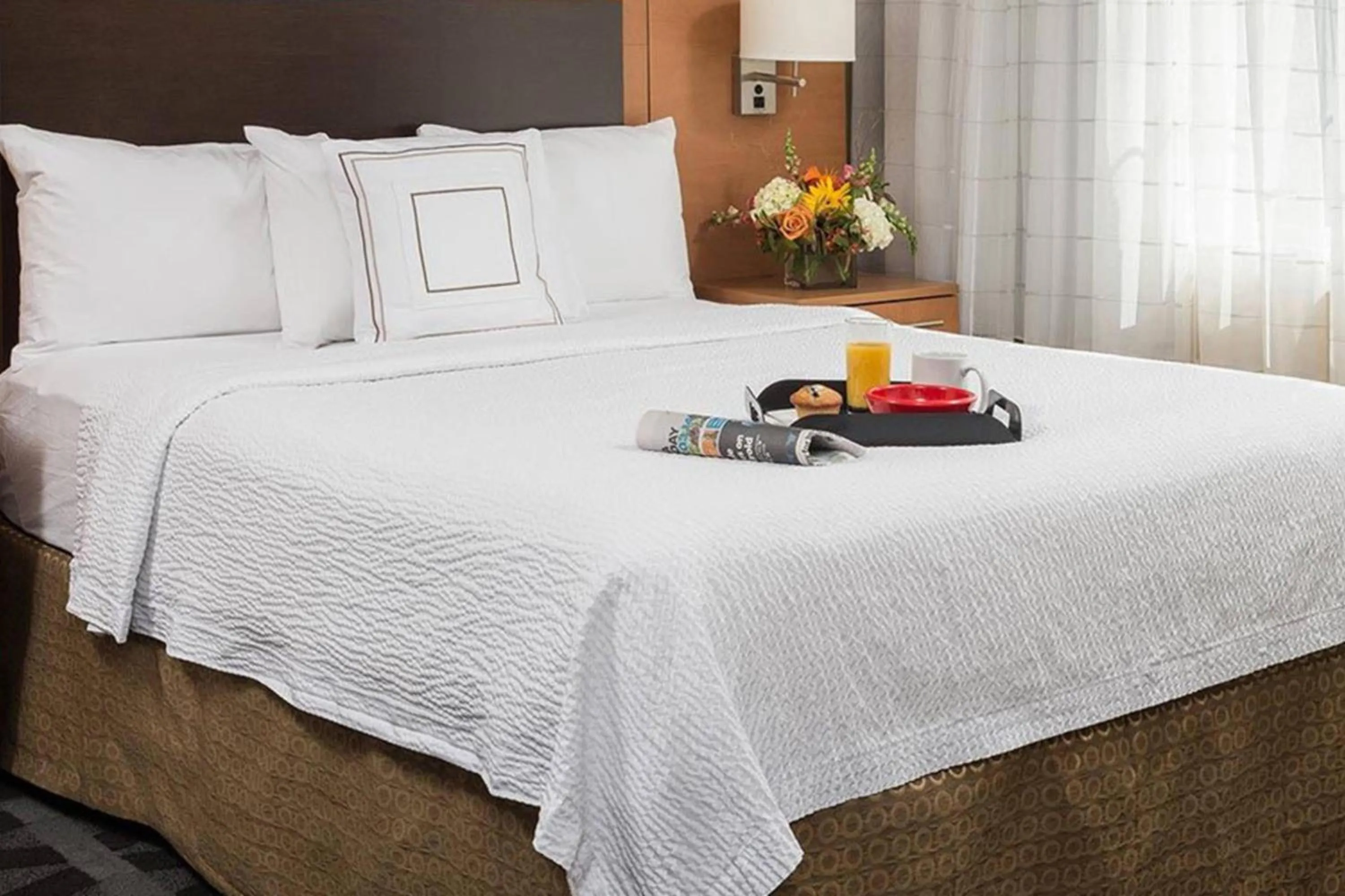 Bedroom, Bed in TownePlace Suites Old Mill District, Bend Near Mt Bachelor