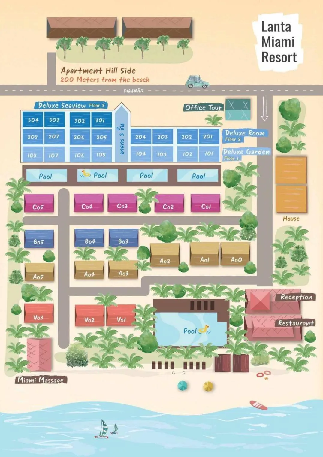 Floor plan in Lanta Miami Resort - SHA Extra Plus