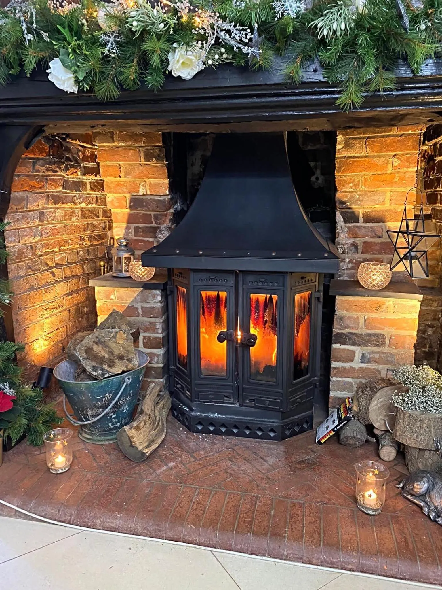 fireplace in B&B Downham Hall