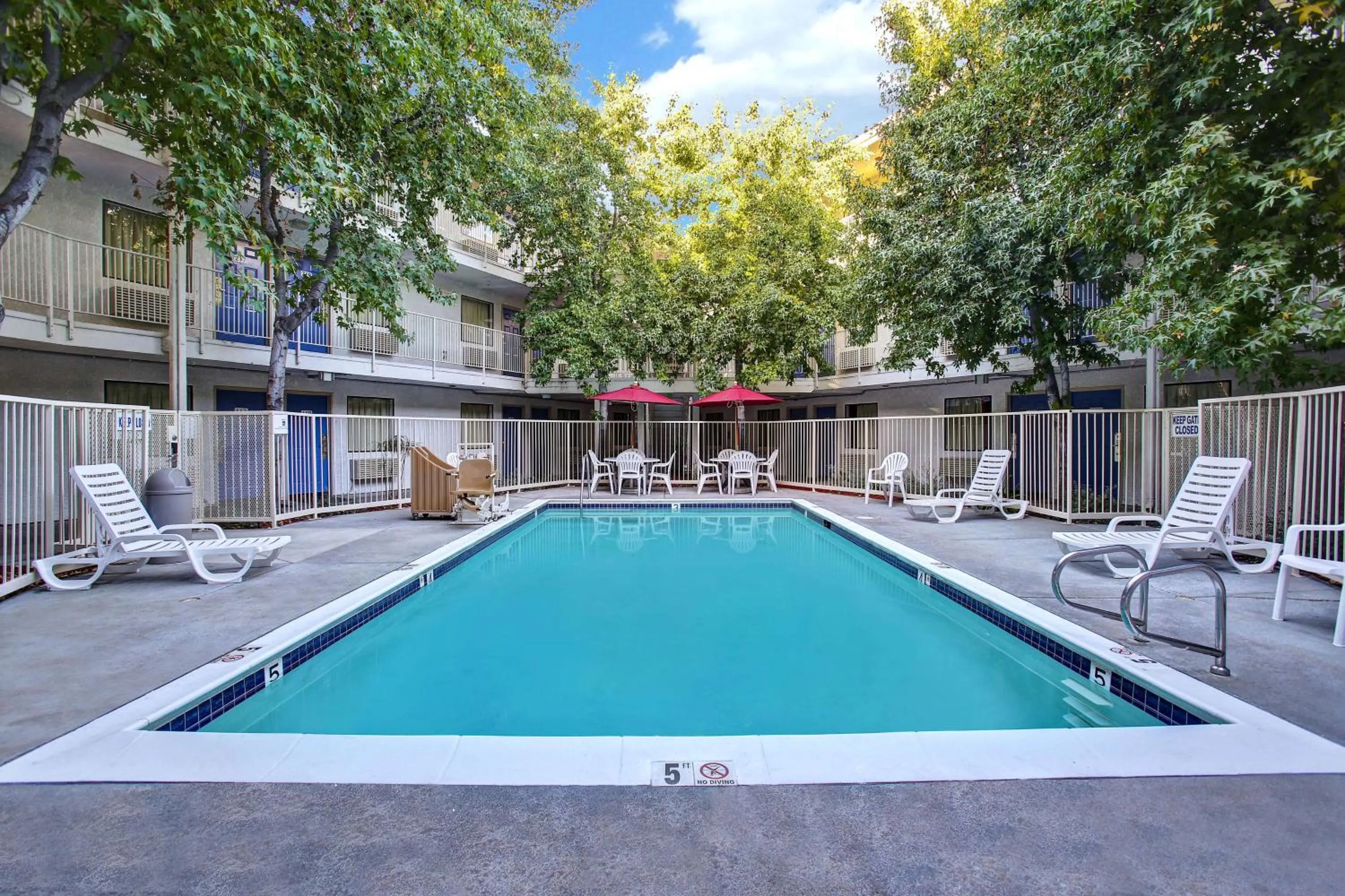 Pool view in Motel 6-Sunnyvale, CA - North