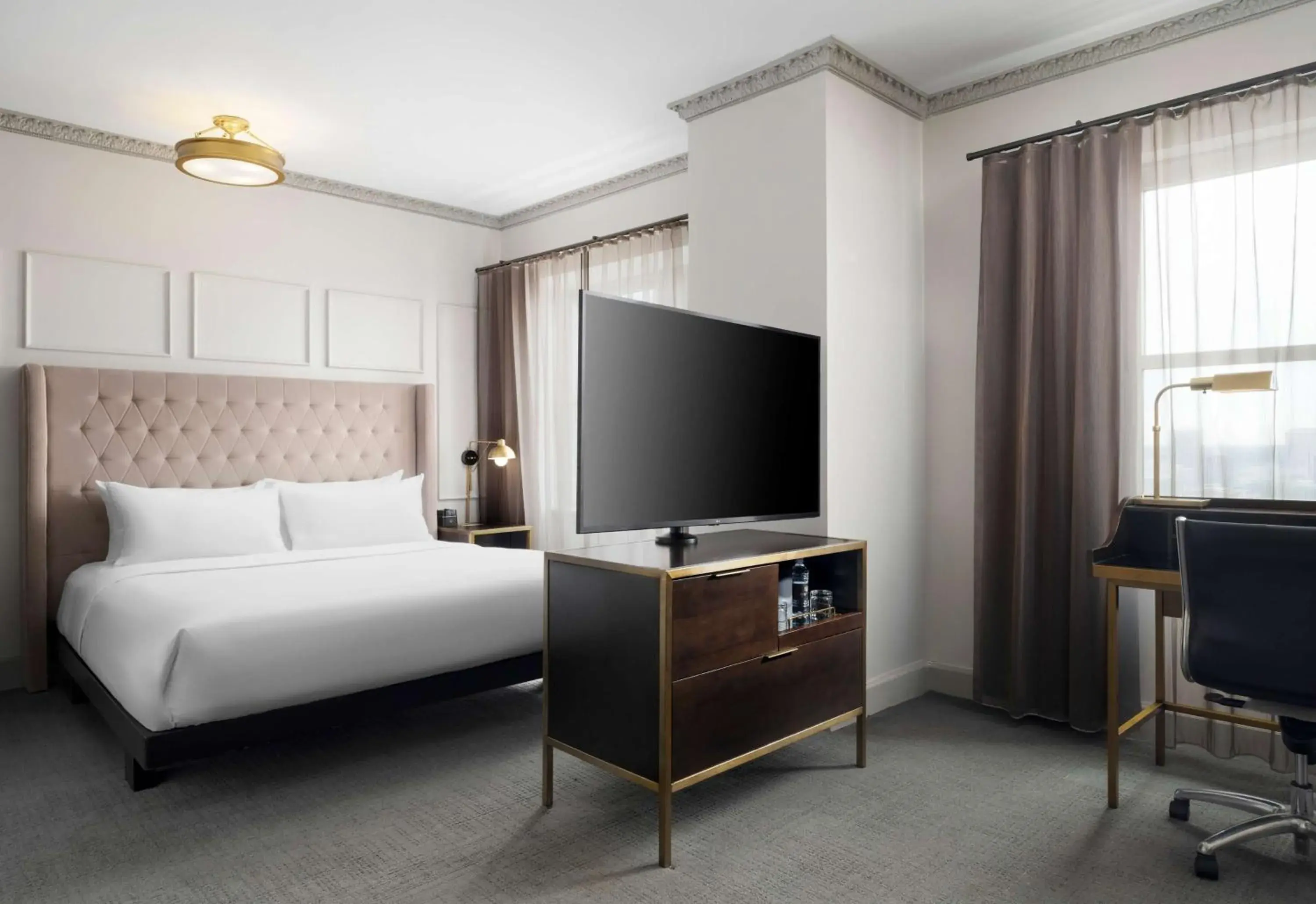 Deluxe King Room with Roll-In Shower - Mobility Accessible in Hotel Phillips Kansas City, Curio Collection By Hilton Deluxe King Room with Roll-In Shower - Mobility Accessible in Hotel Phillips Kansas City, Curio Collection By Hilton