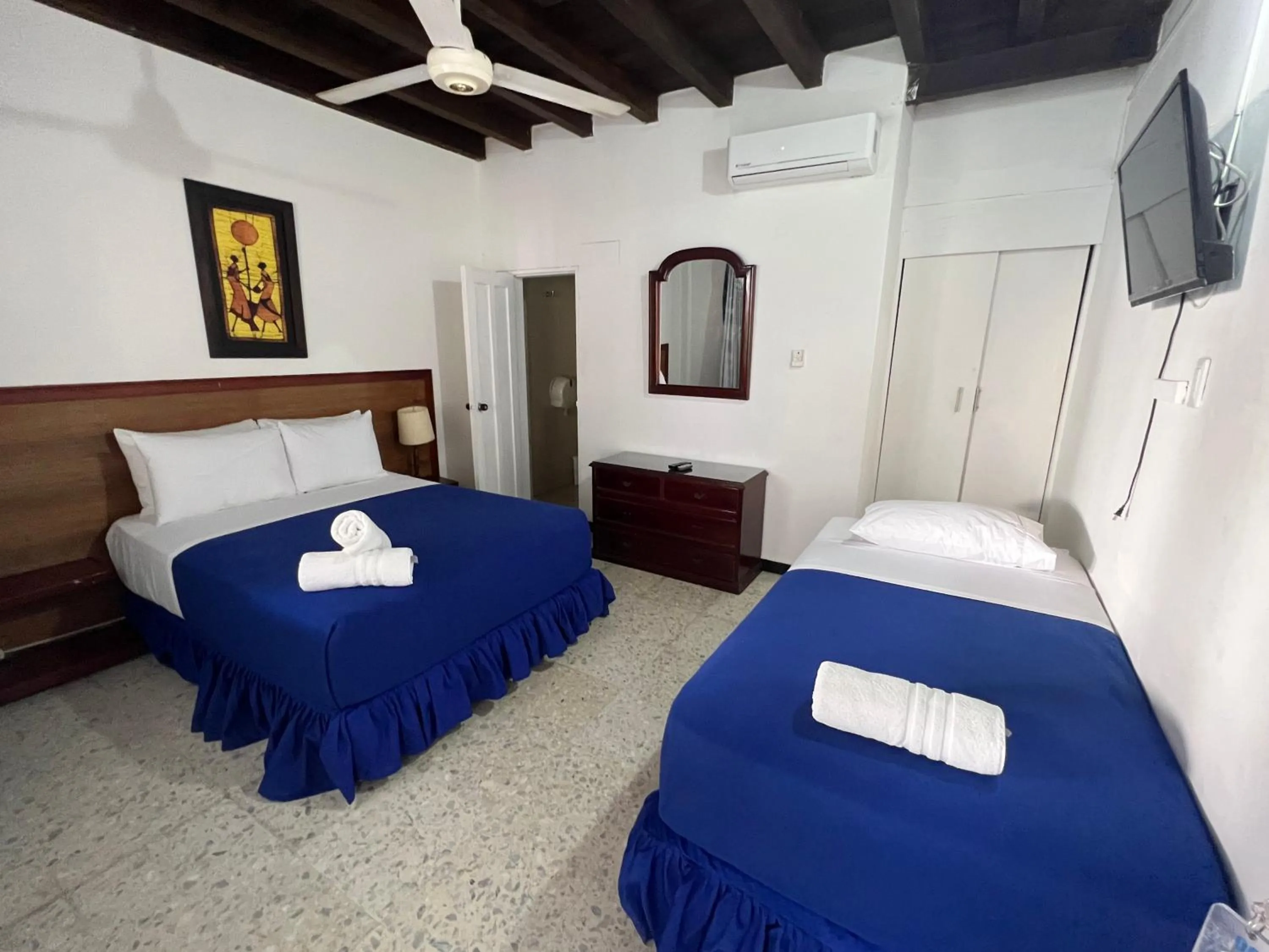 Bed in La Ballena Azul Hotel