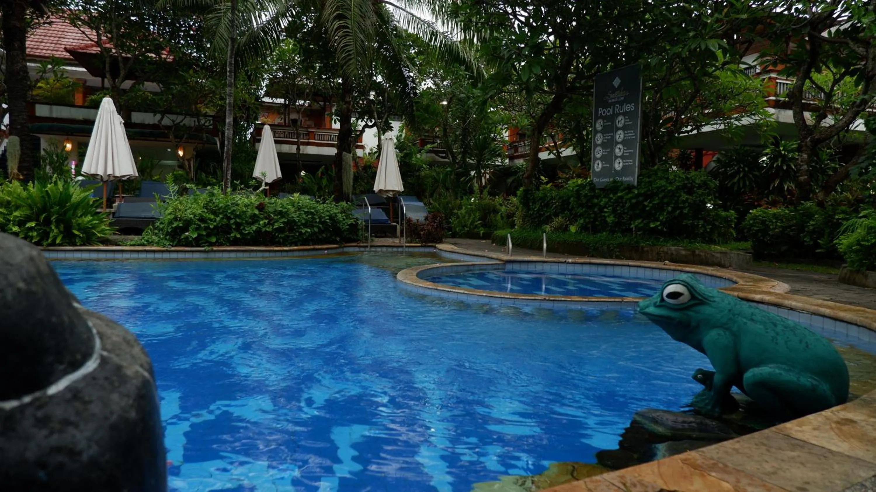 Pool view in Swastika Bungalows