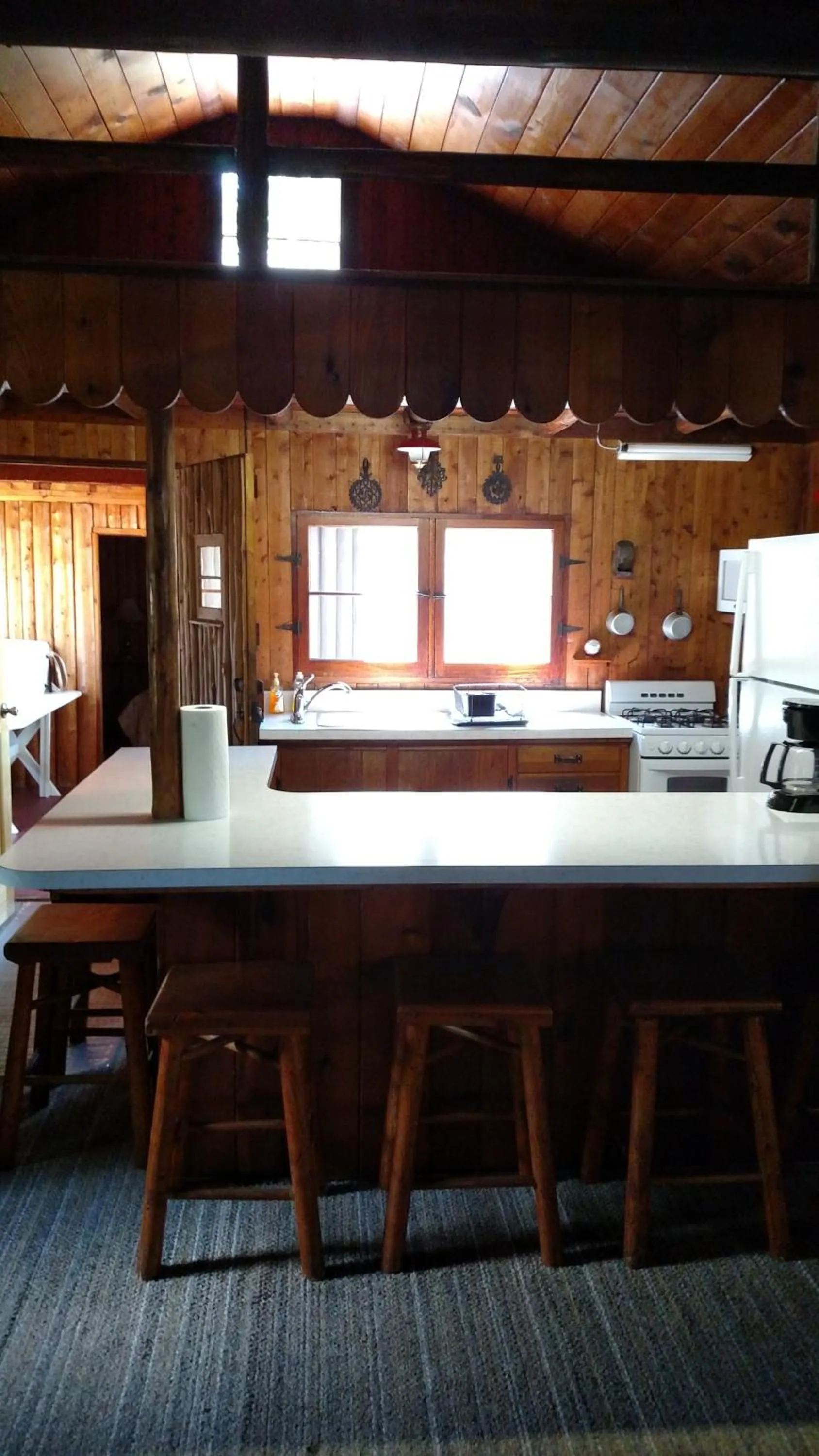 Kitchen or kitchenette in Log Cottage on Blue Lake