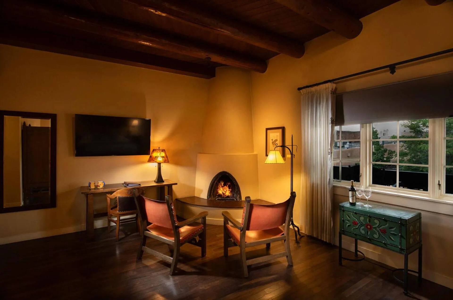 fireplace in La Fonda on the Plaza