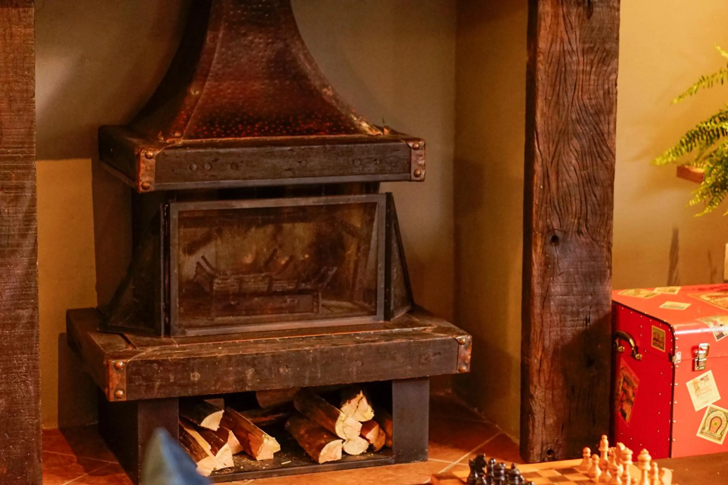 fireplace in Pousada Constellation Lodge