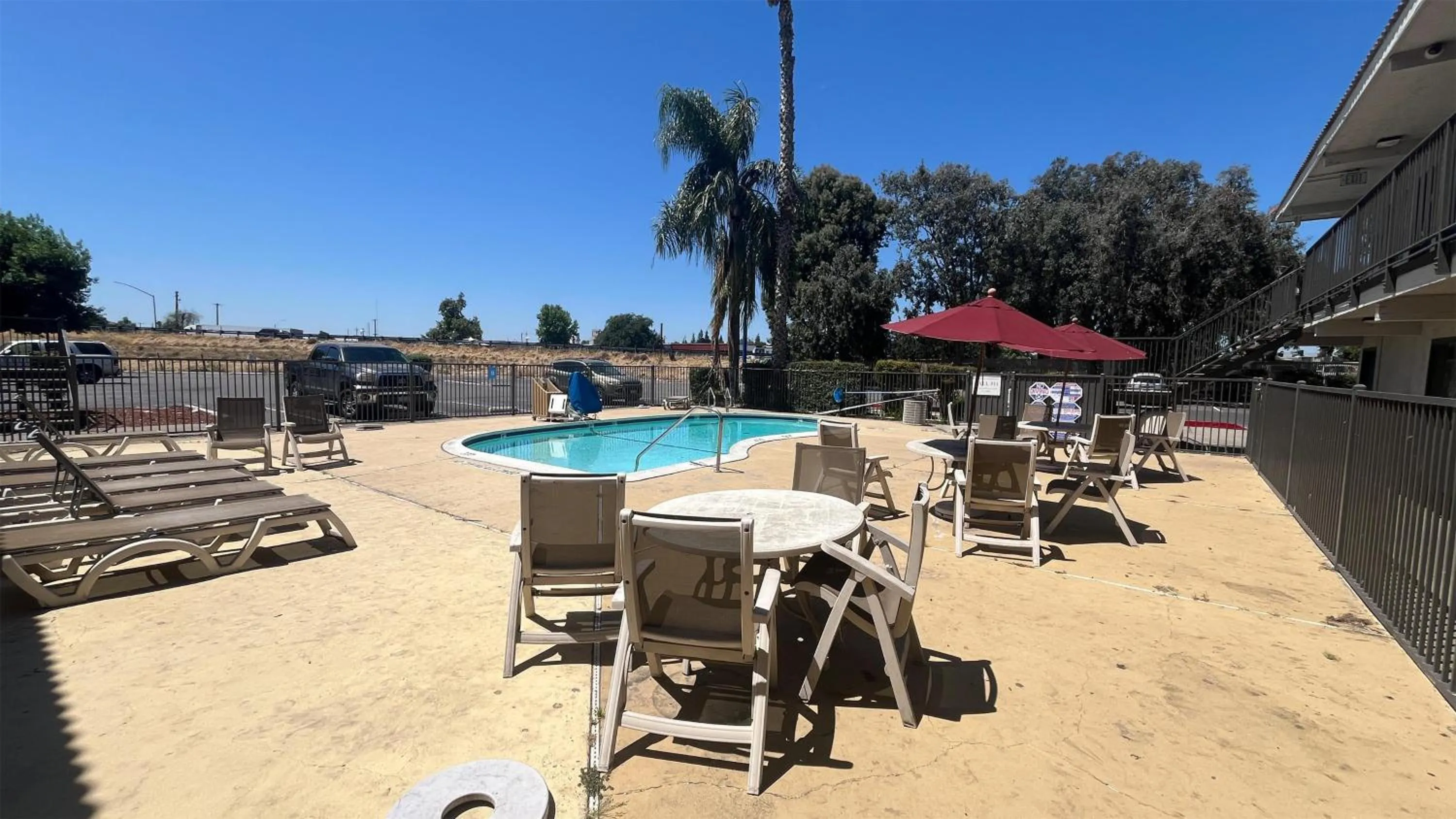 Pool view in Motel 6 Modesto, CA