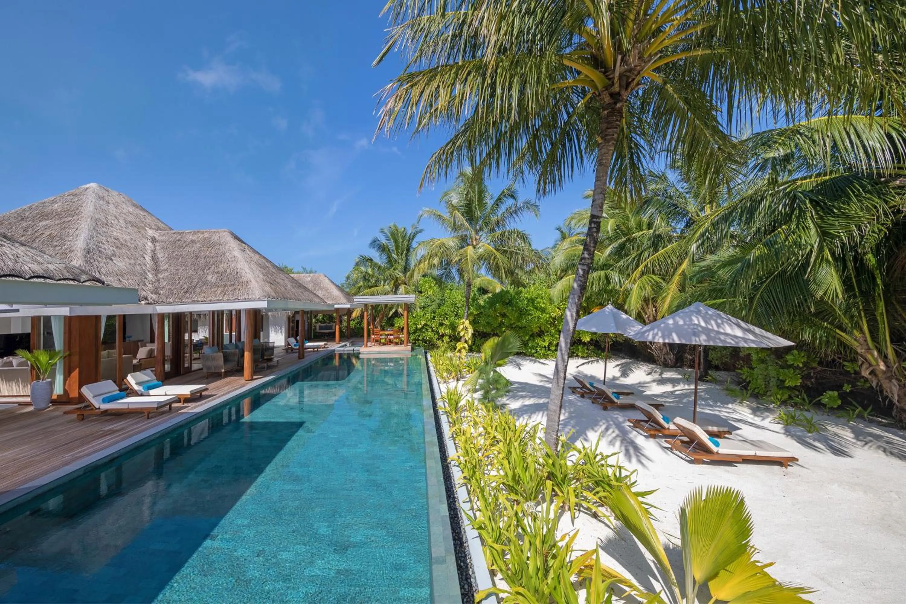 Pool view in Anantara Kihavah Maldives Villas