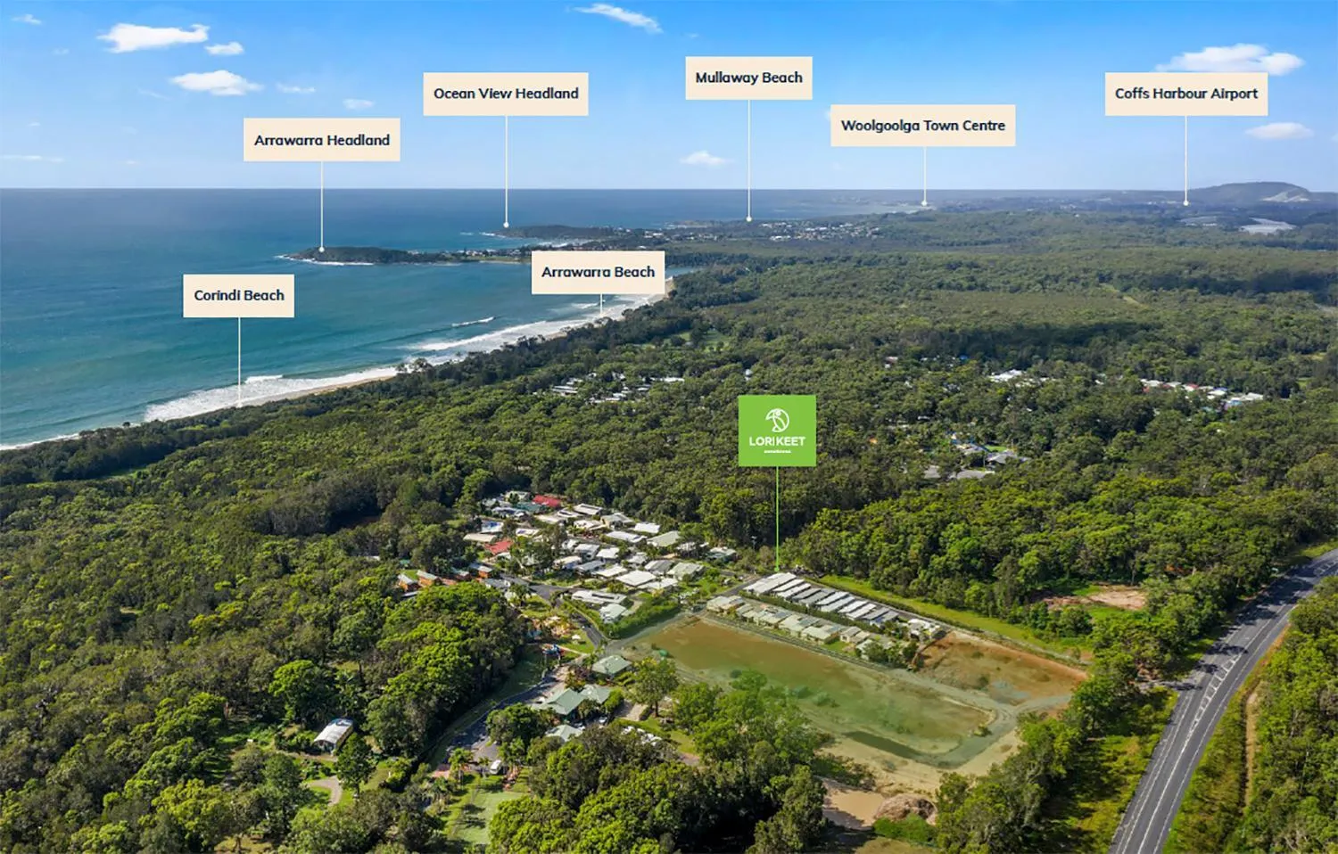 Bird's eye view in Lorikeet Holiday Park