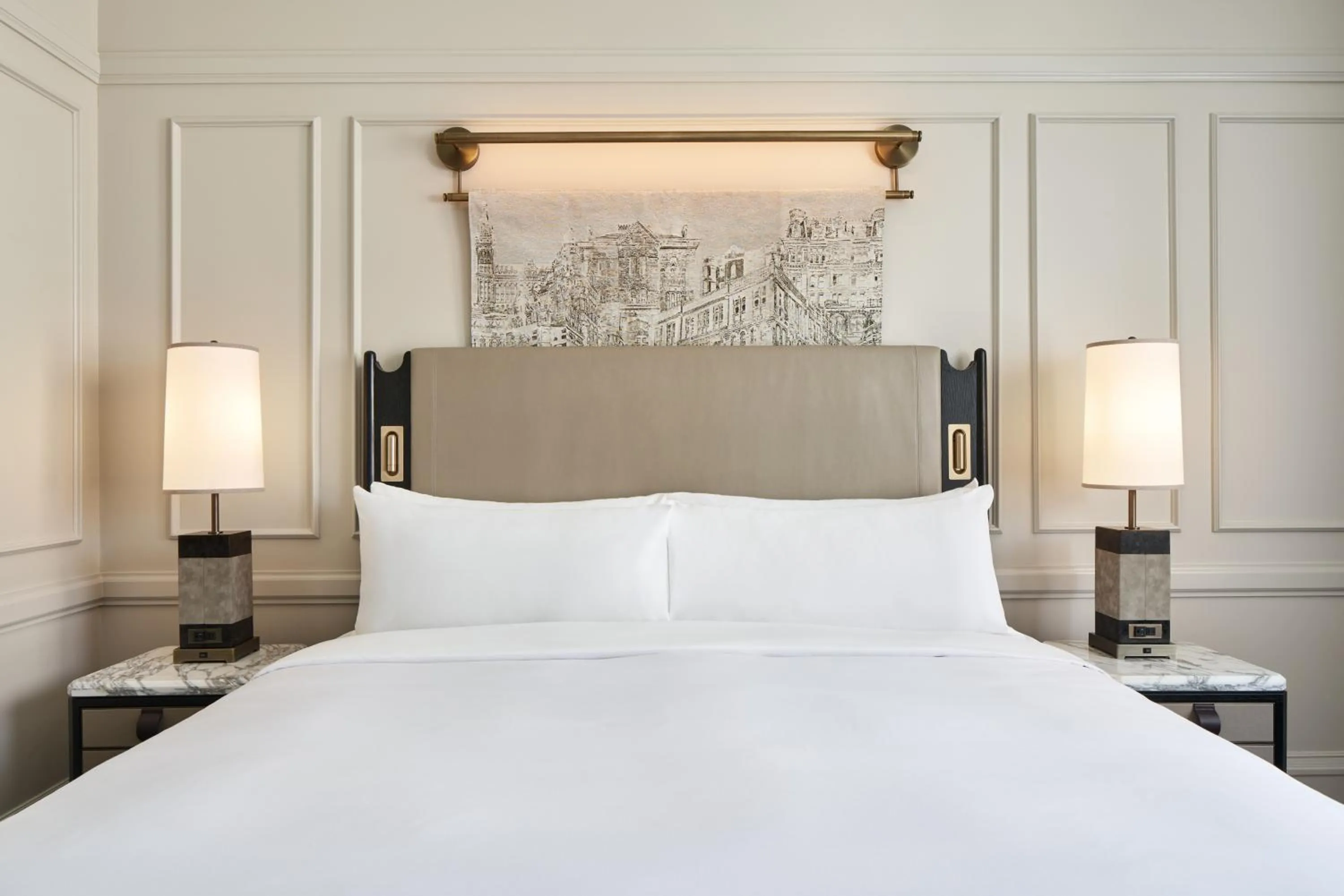 Bed in The Pfister Hotel