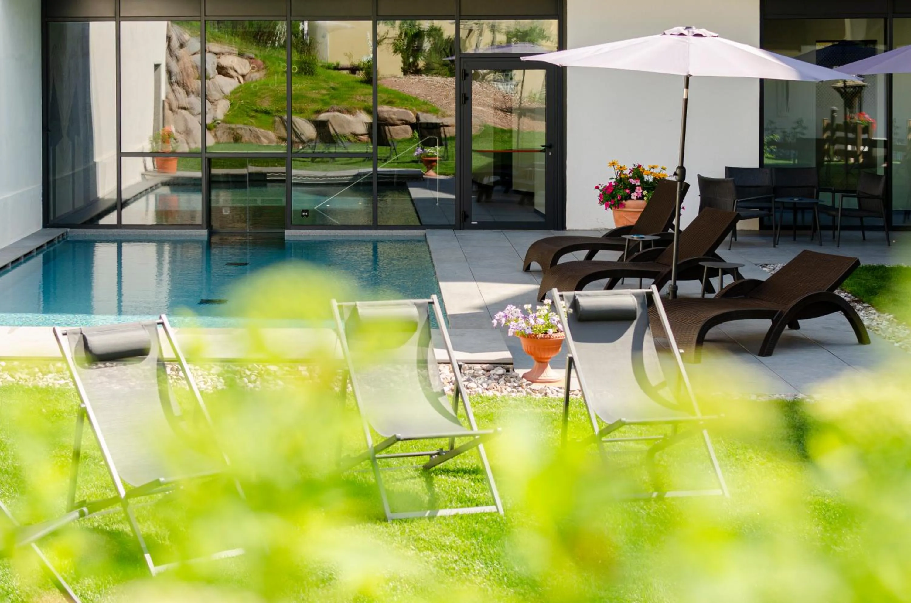 Pool view in Monza Dolomites Hotel