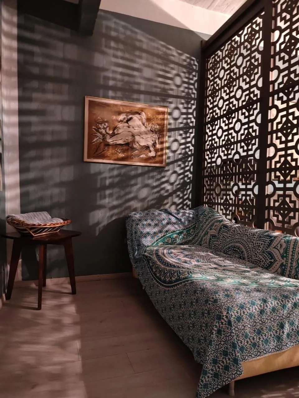 Living room, Bed in La Casa del Atrio