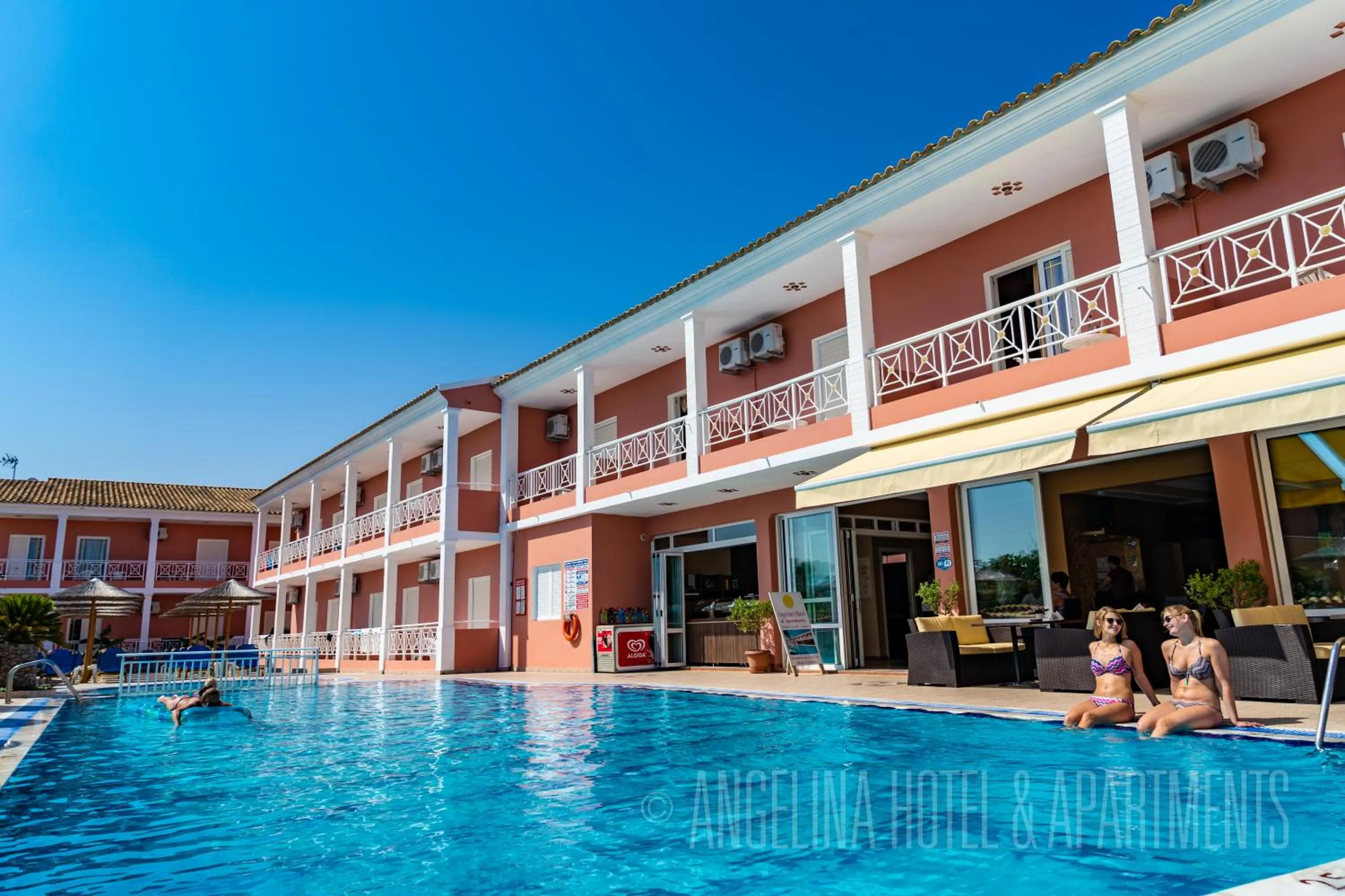 Pool view in Angelina Hotel & Apartments
