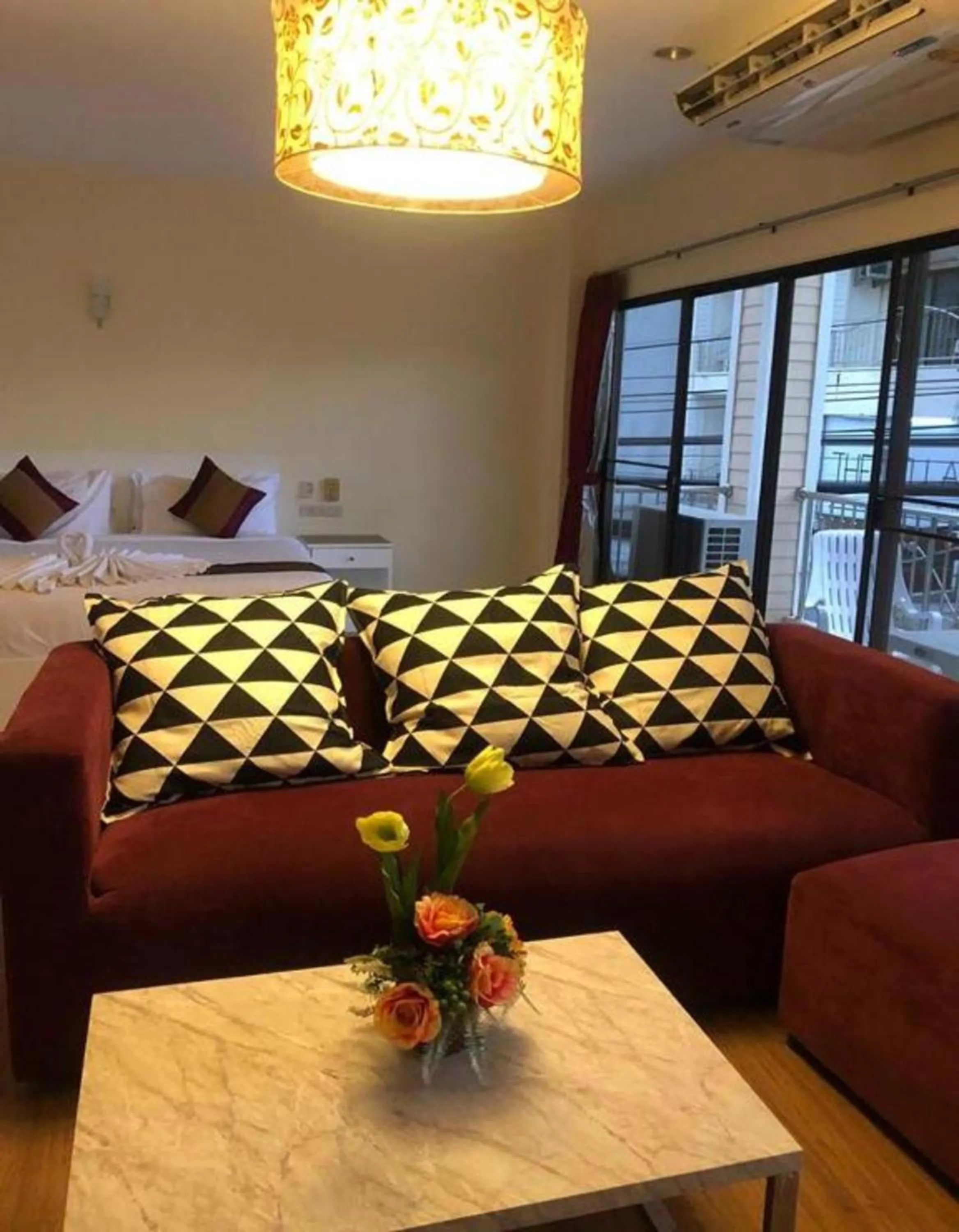 Living room, Bed in DB Residence