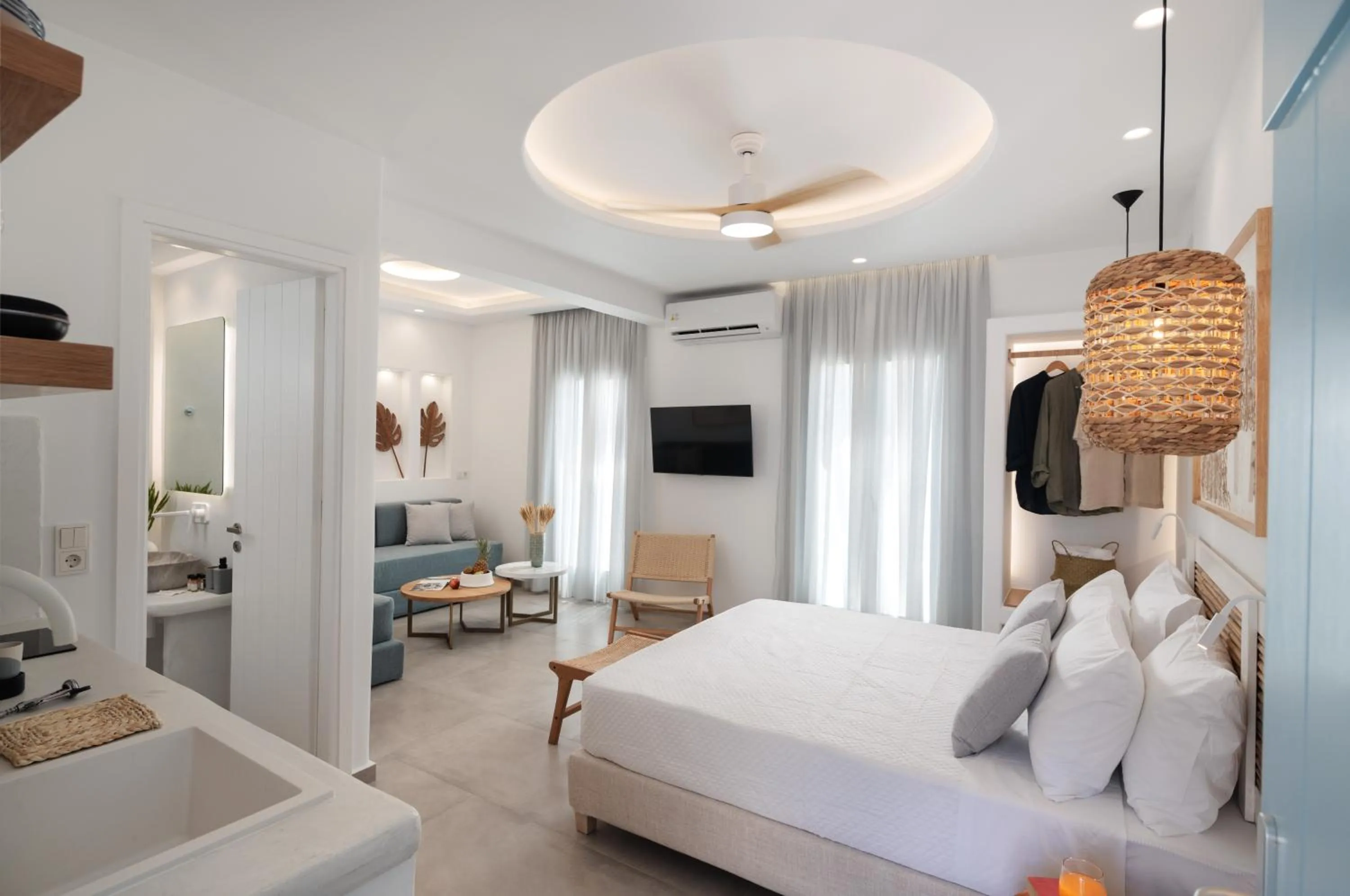 Bedroom, Bed in Agia Anna Living