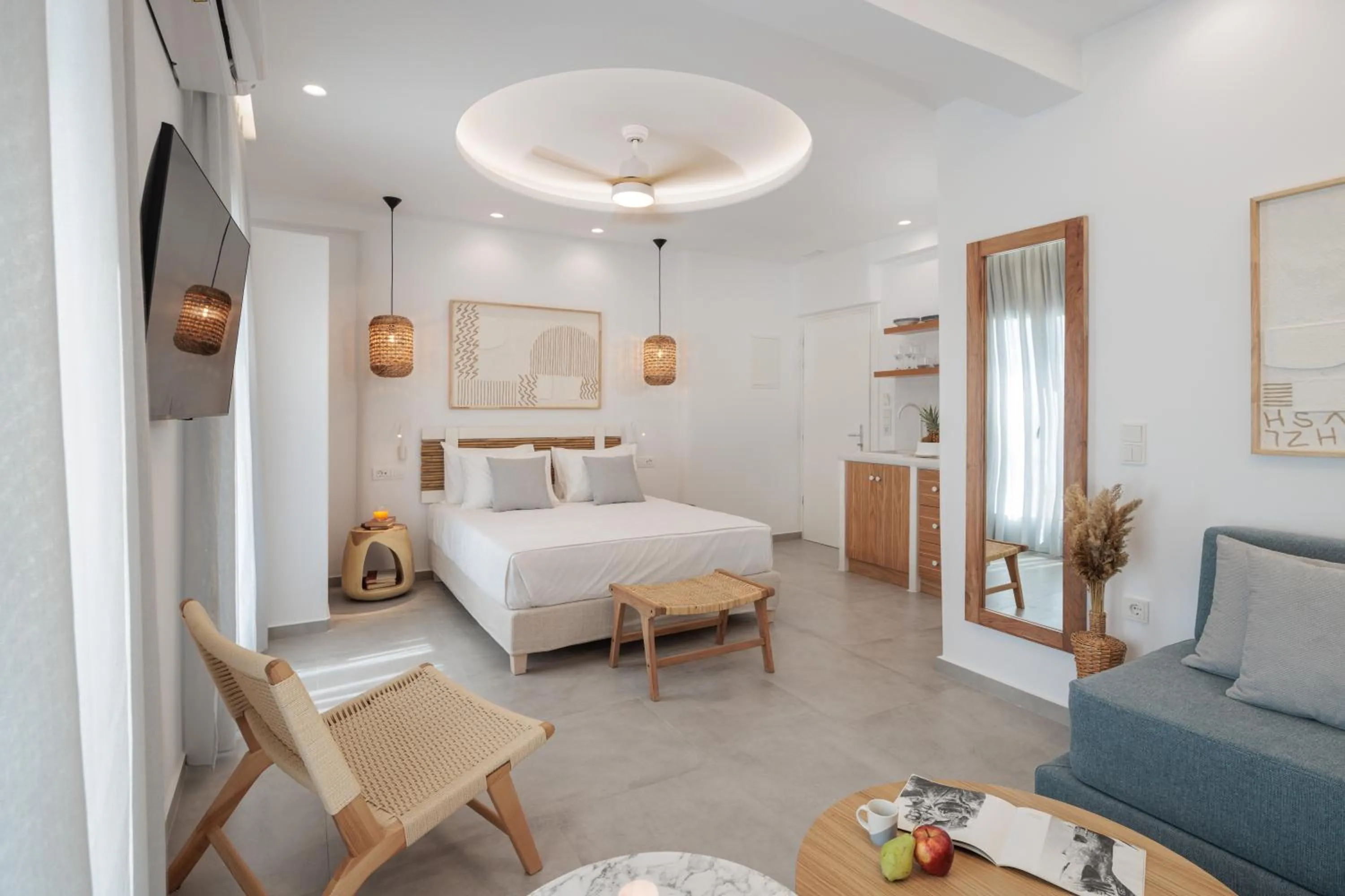 Bedroom, Bed in Agia Anna Living