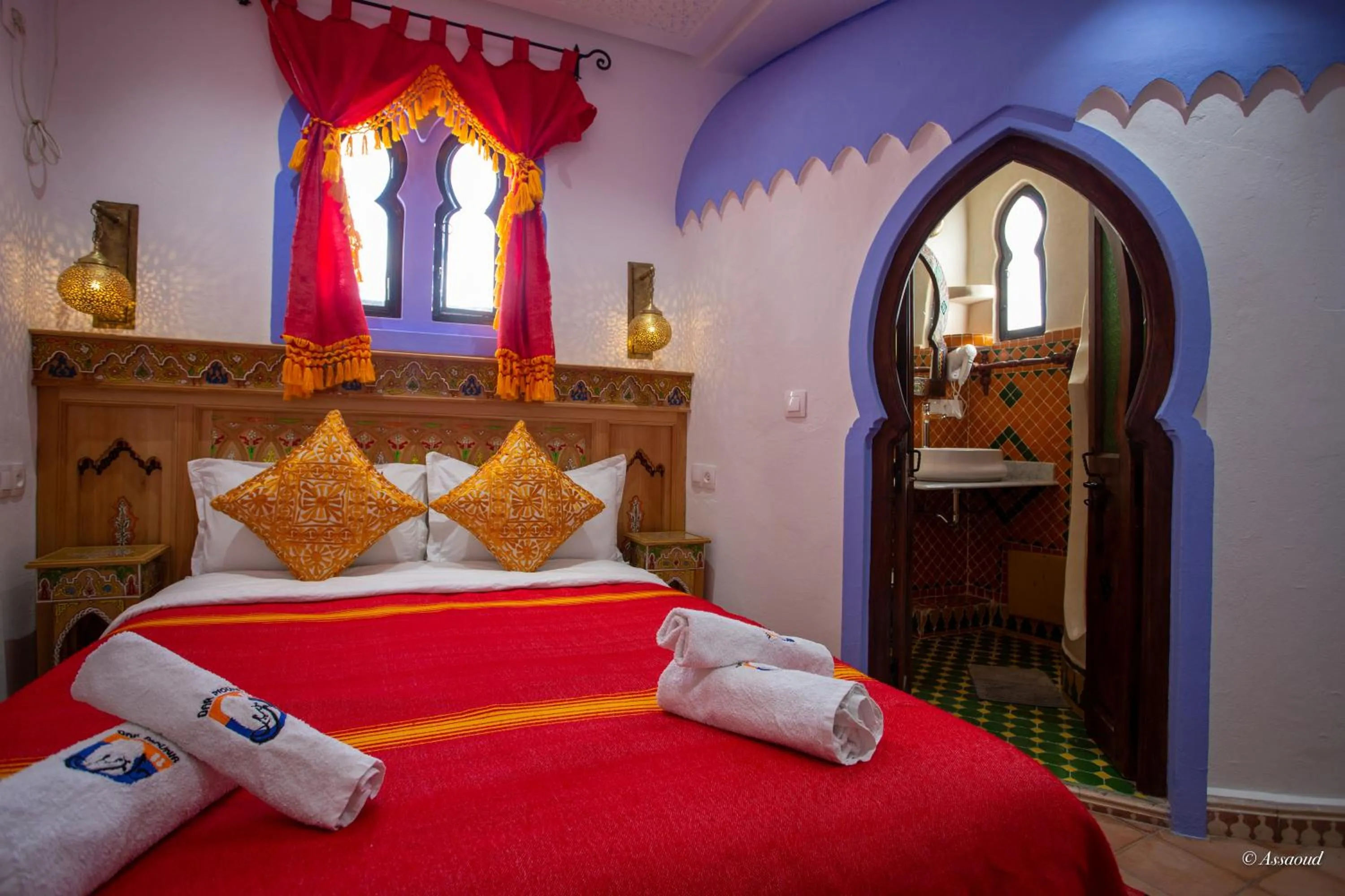 Bed in Hotel Dar Mounir