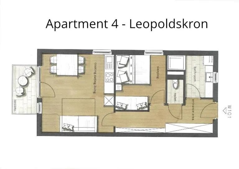 Floor plan in HOMEBOUND APARTMENTS Salzburg City II - contactless check-in