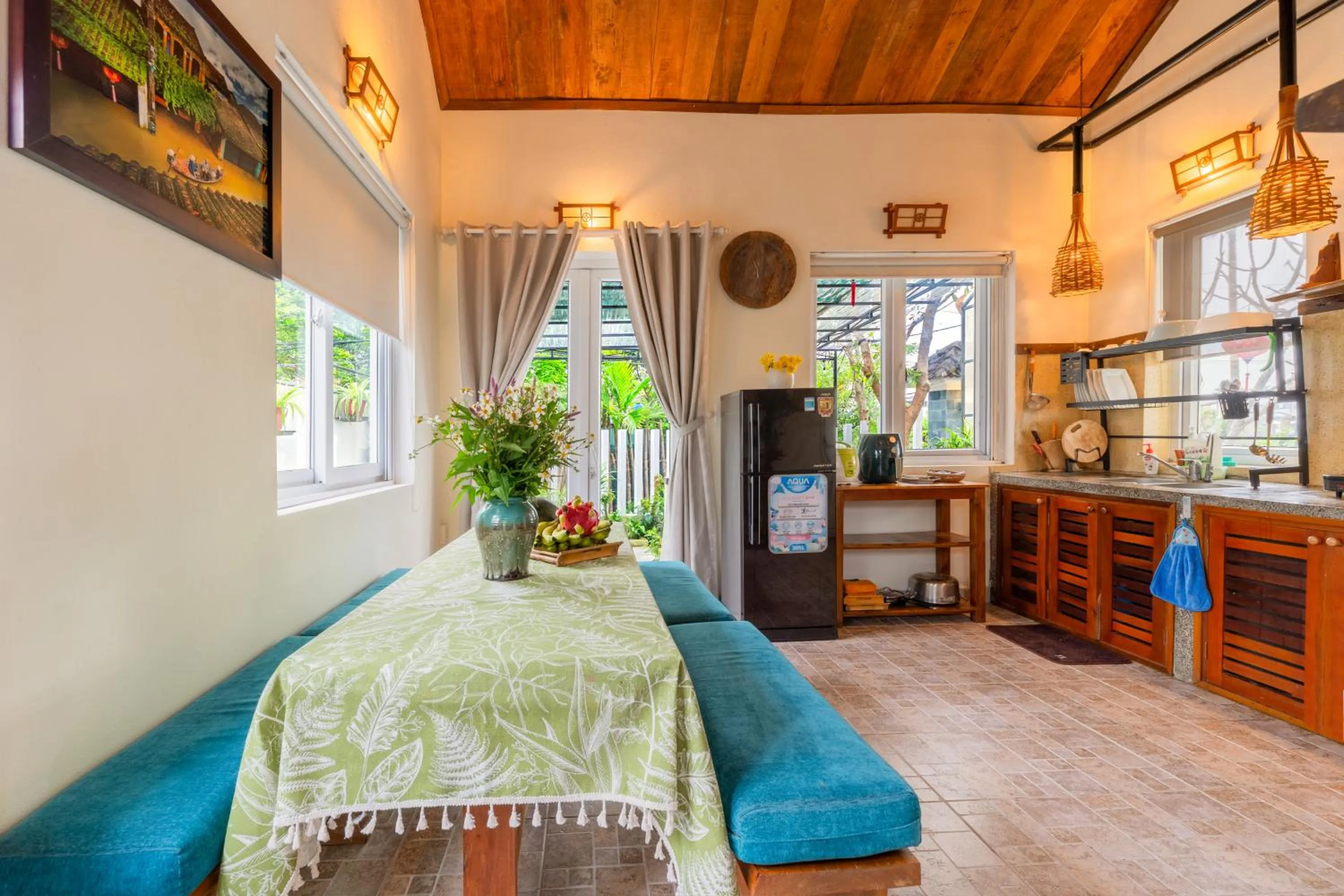 Kitchen or kitchenette, Bed in HA Devan Hoian Pool Villa