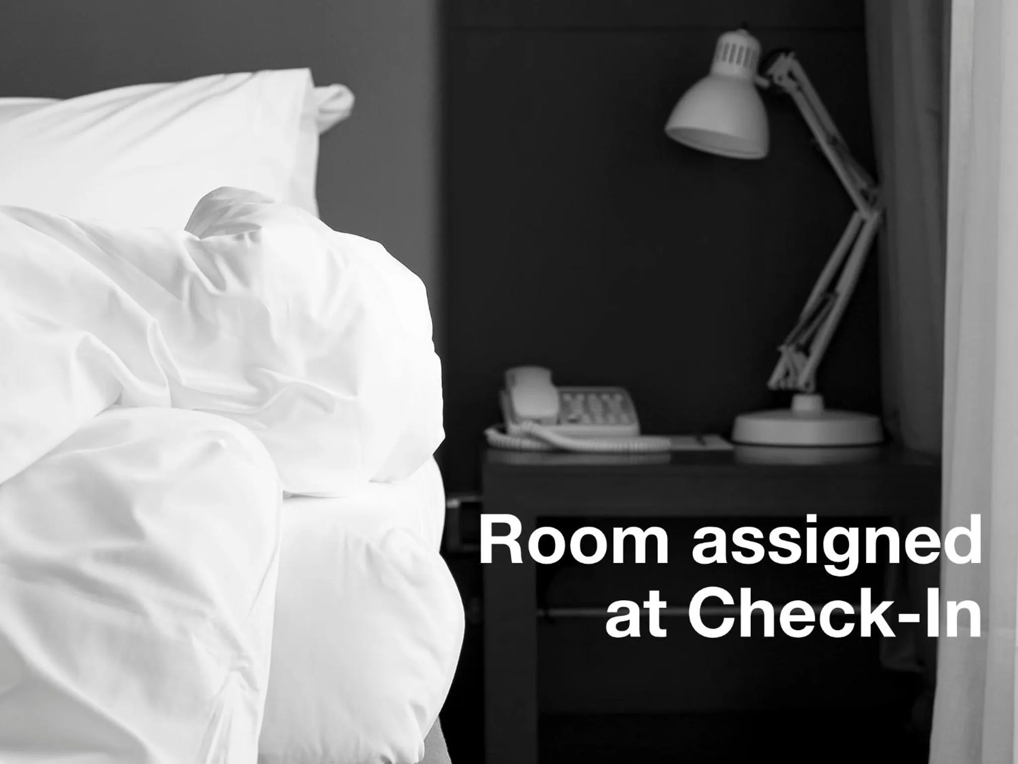 Text overlay, Bed in Demetria Hotel