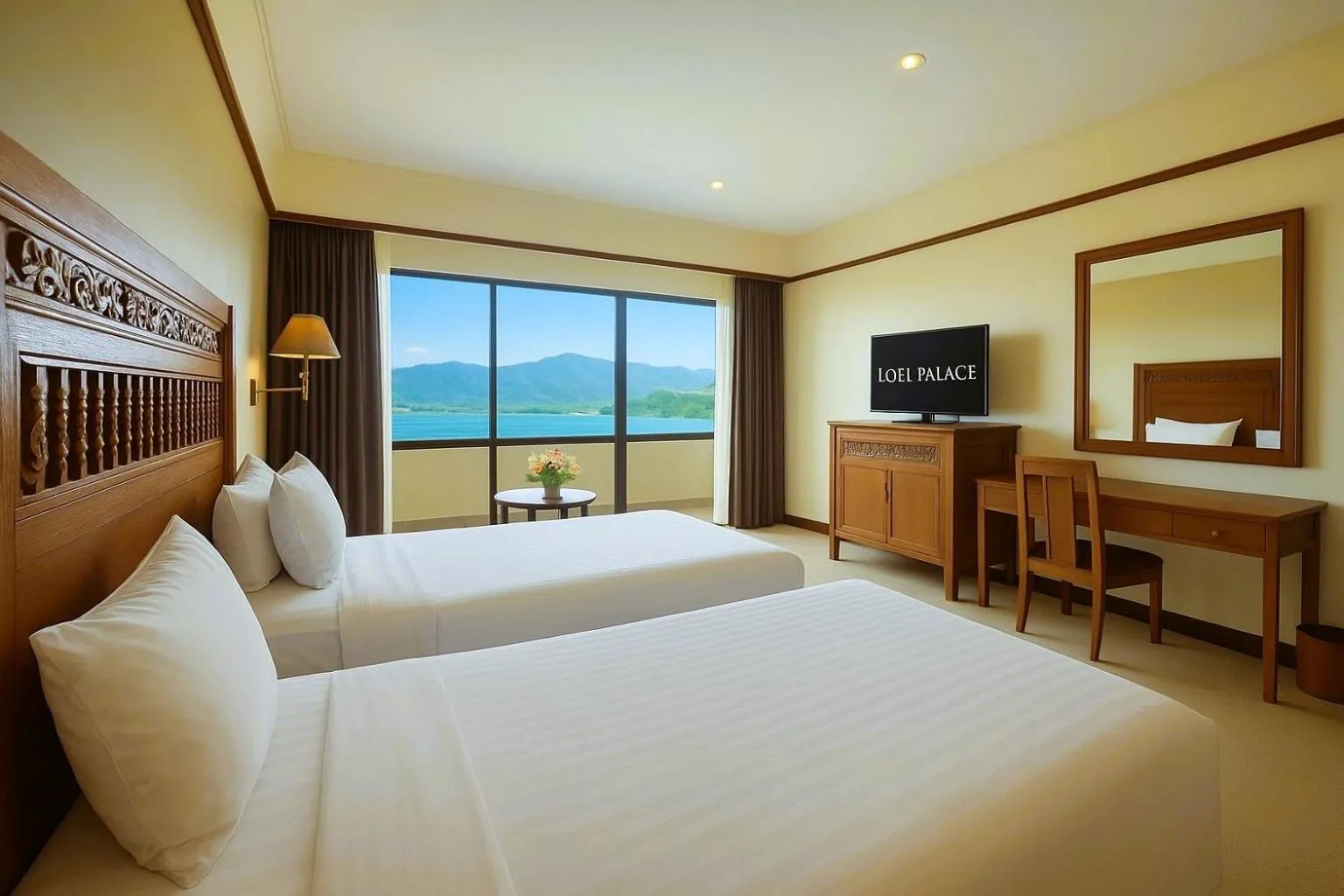 Bed in Loei Palace Hotel