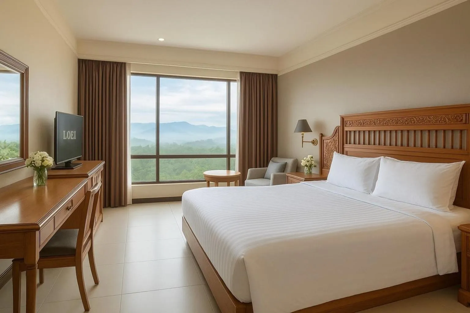 Bed in Loei Palace Hotel