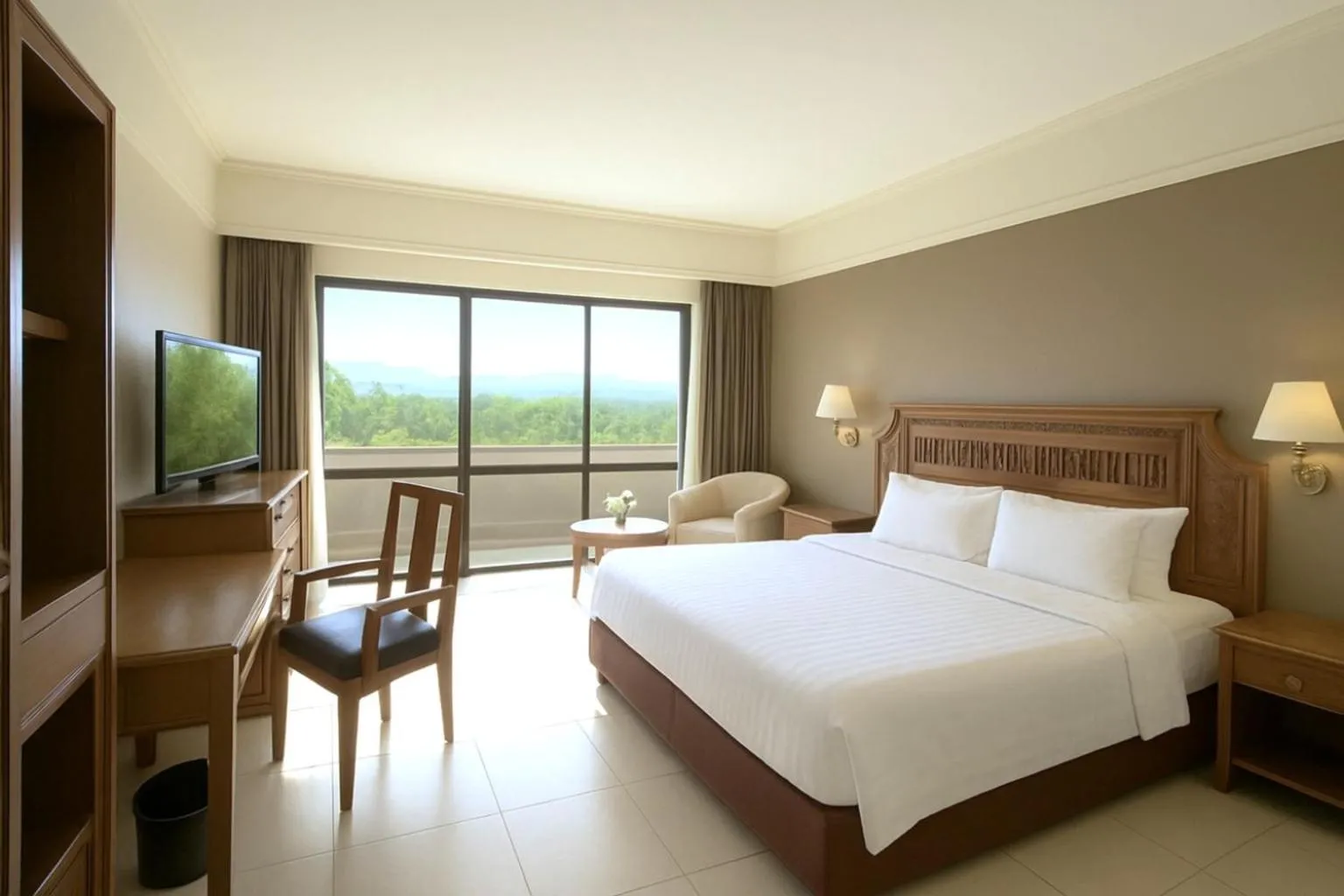 Bed in Loei Palace Hotel