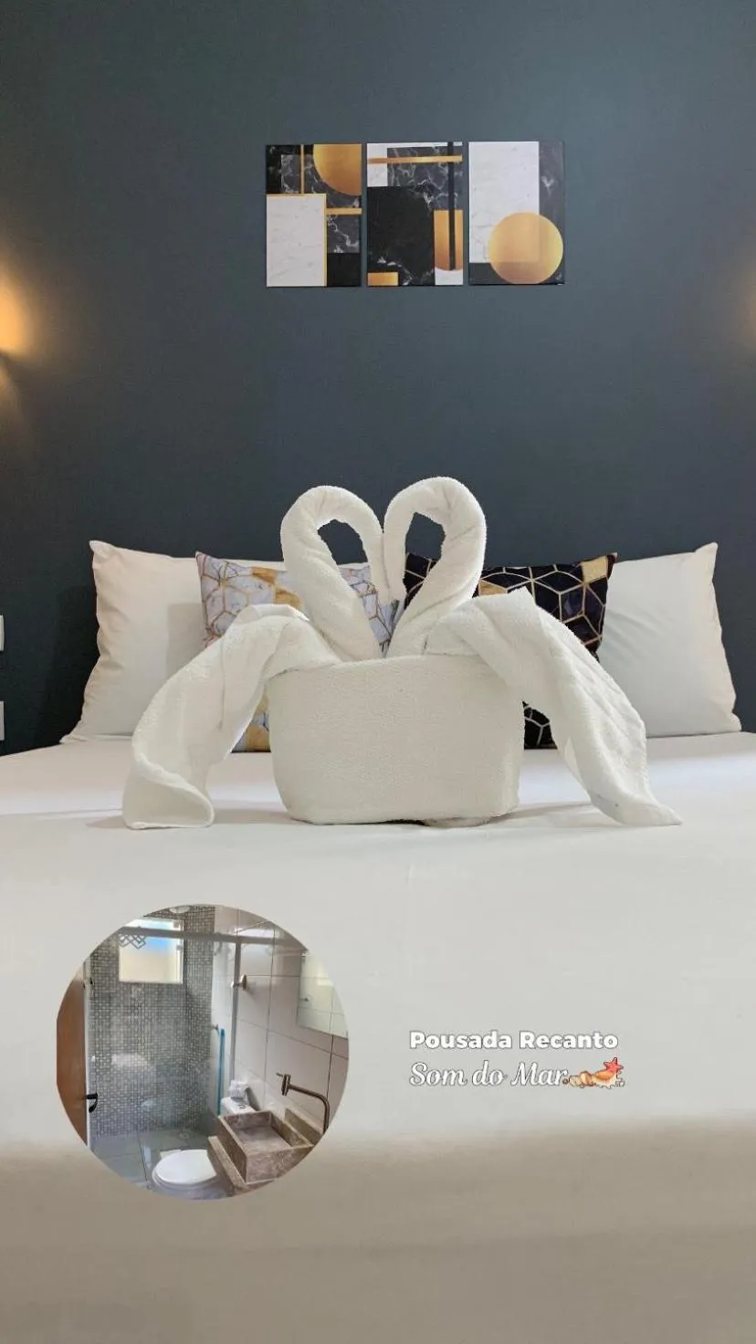 Bed in Pousada Recanto Som do Mar