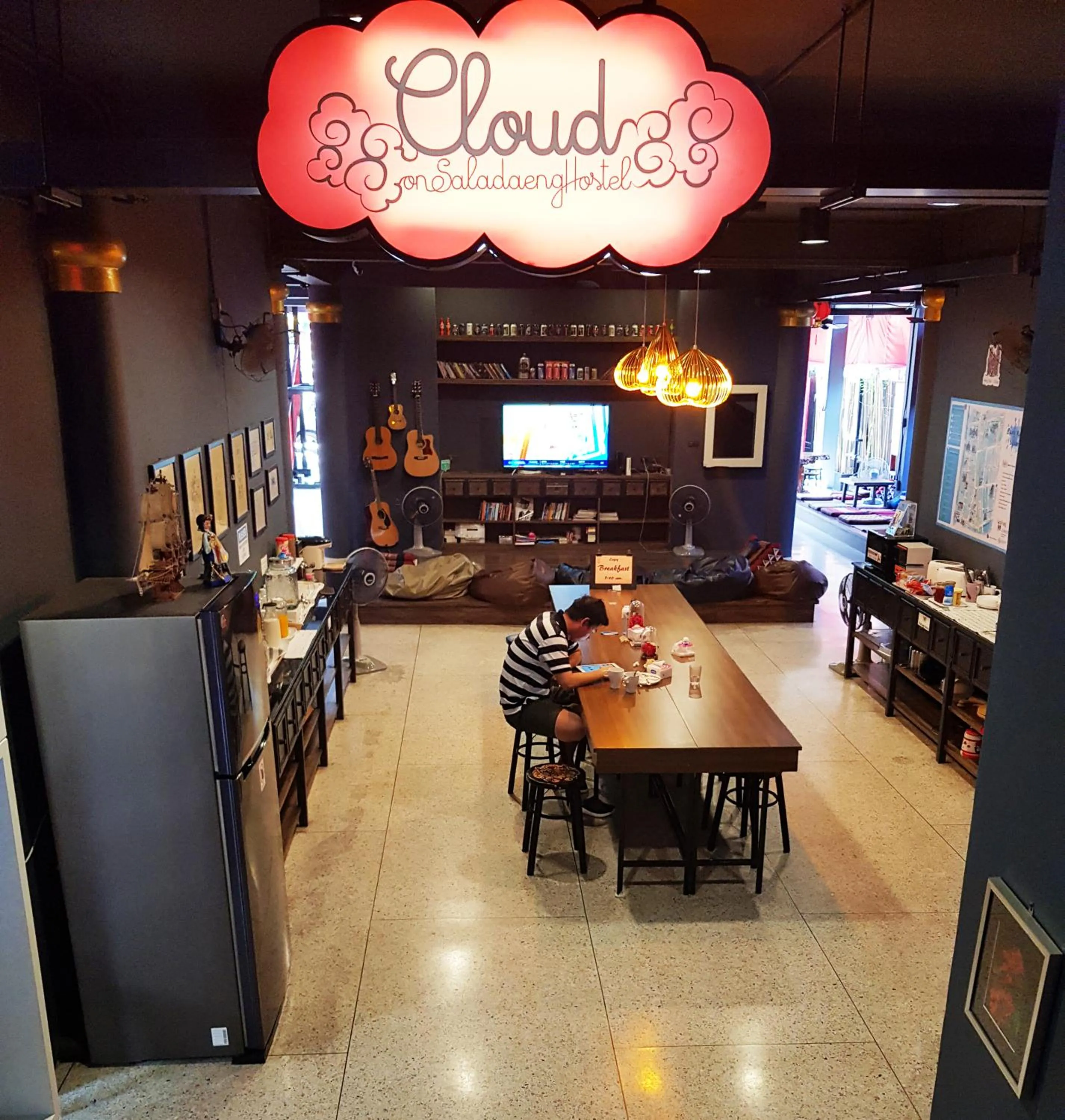TV and multimedia in CLOUD on Saladaeng Silom Hostel Bangkok