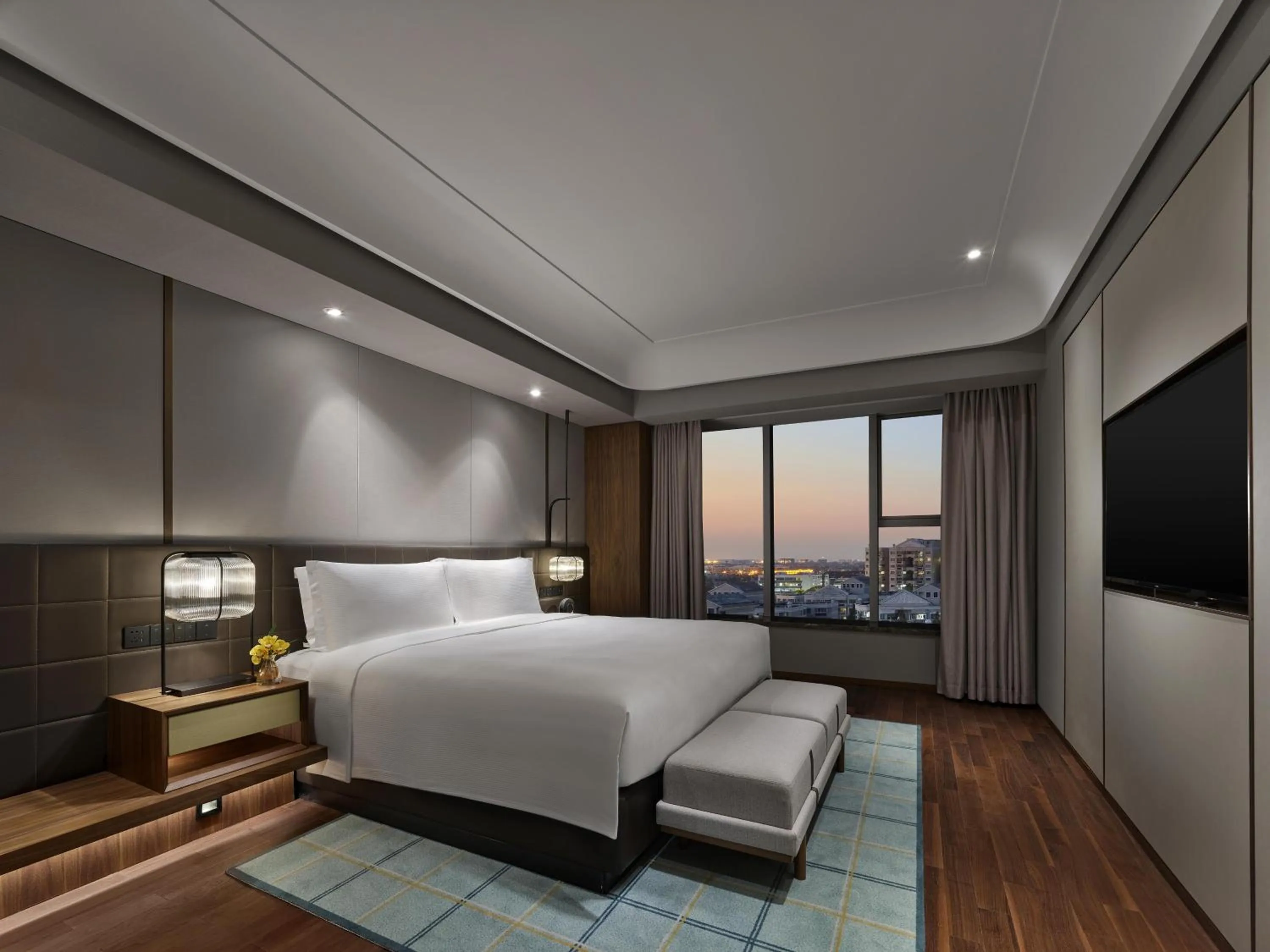 View (from property/room), Bed in Hilton Shanghai Hongqiao