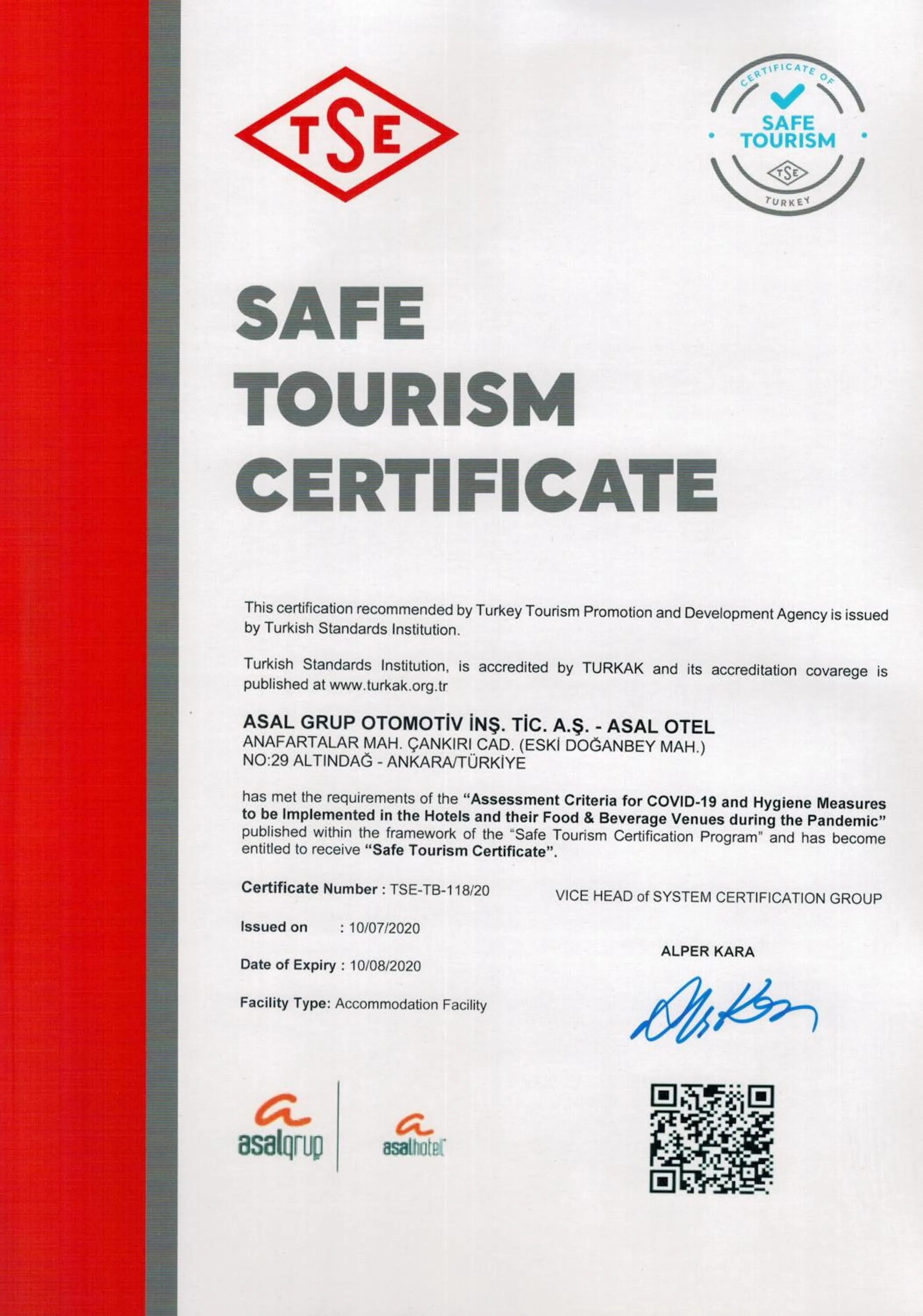 Logo/Certificate/Sign in Asal Hotel