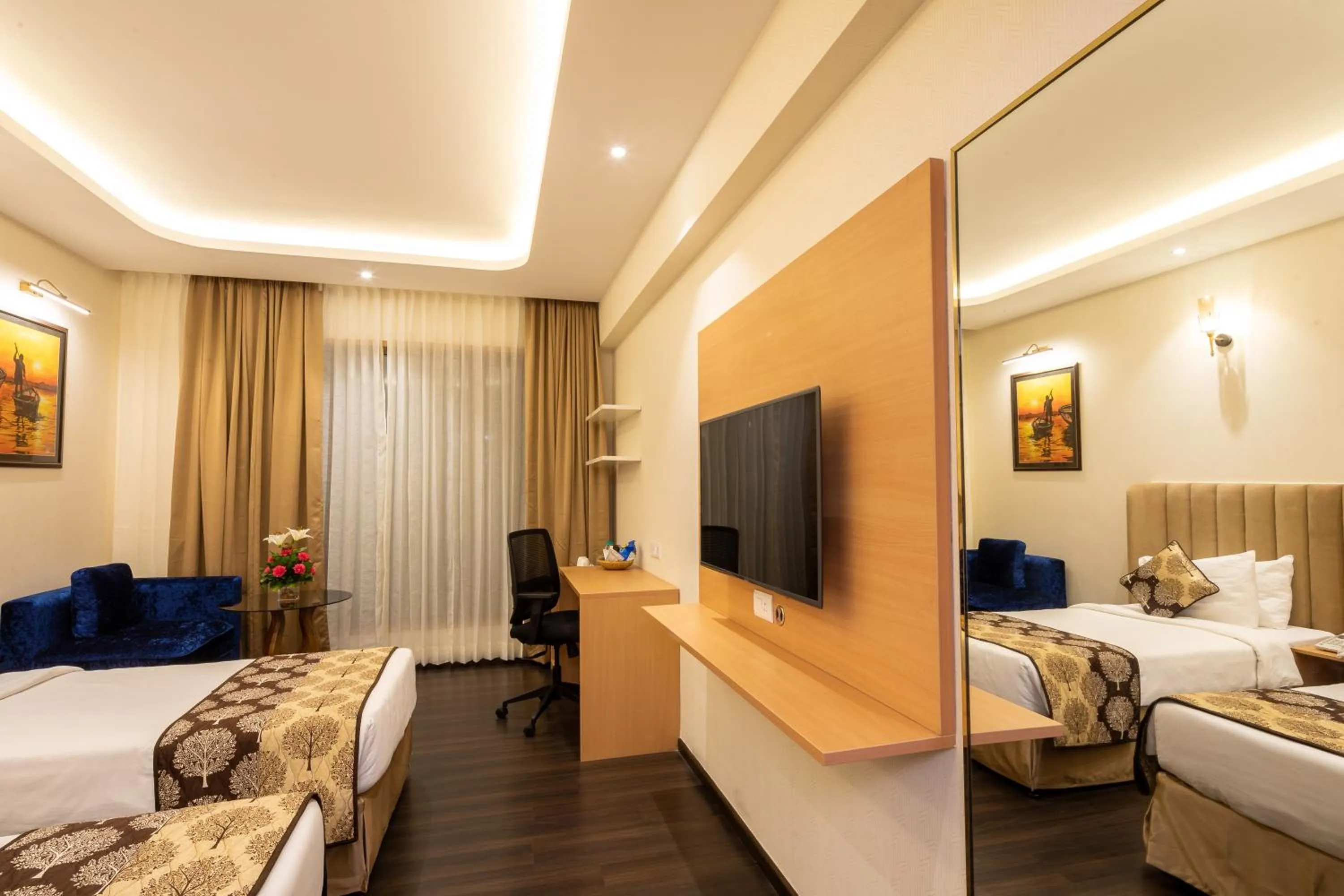 View (from property/room), Bed in Goldfinch Hotel Mangalore